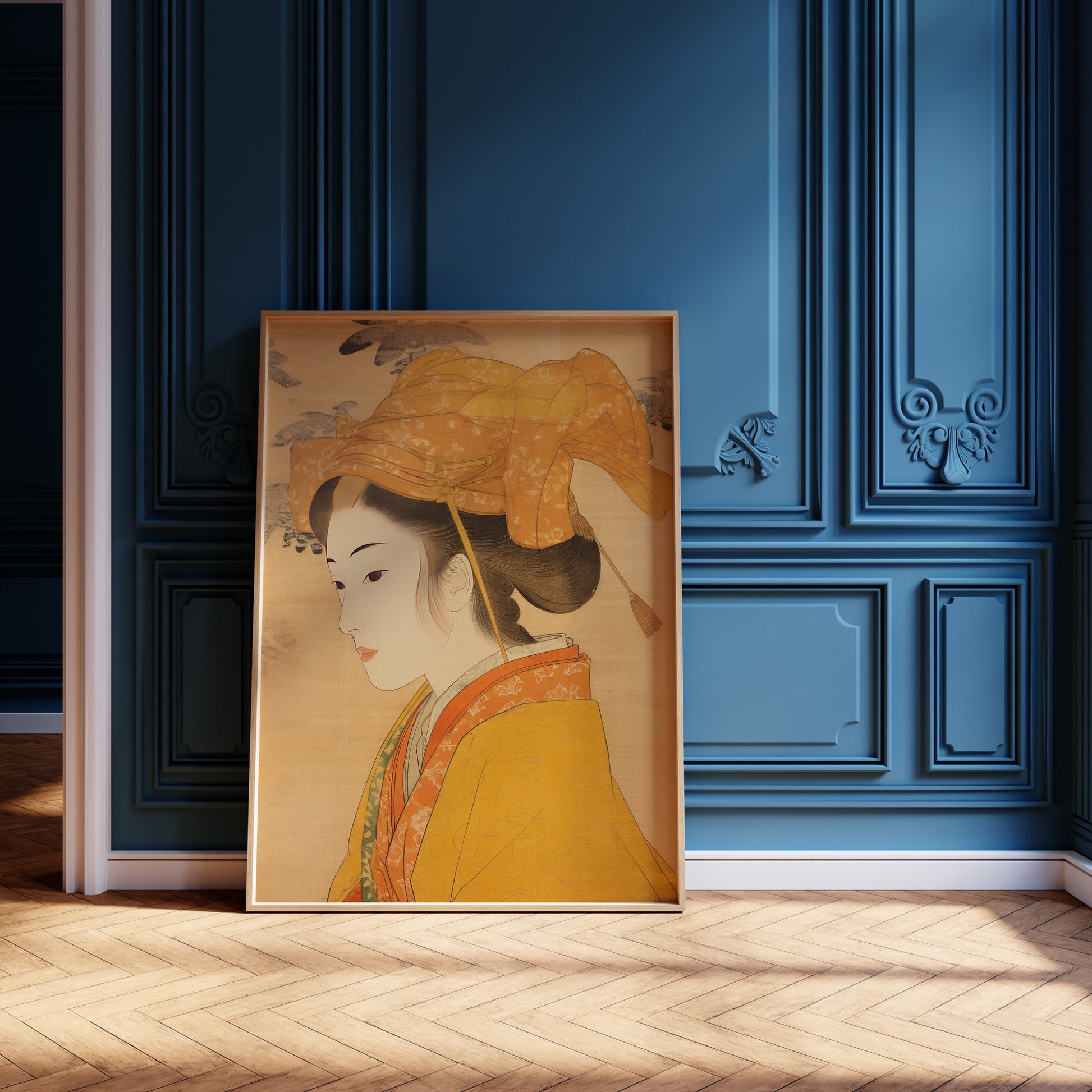 Design Concept No. 12 for Golden Kimono Elegance Modern Poster Art