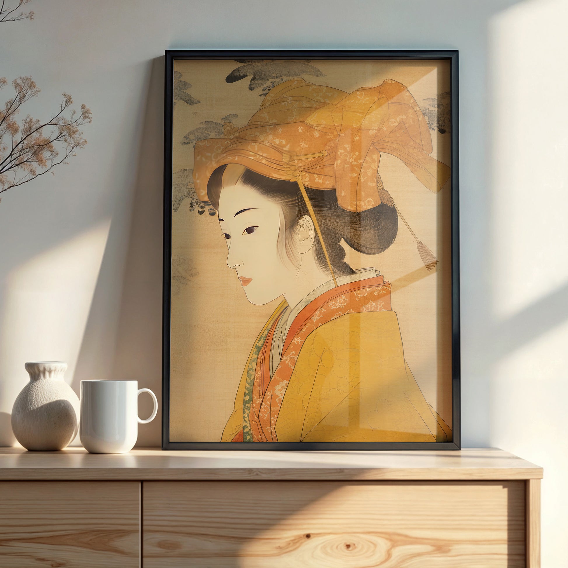 Design Concept No. 22 for Golden Kimono Elegance Modern Poster Art