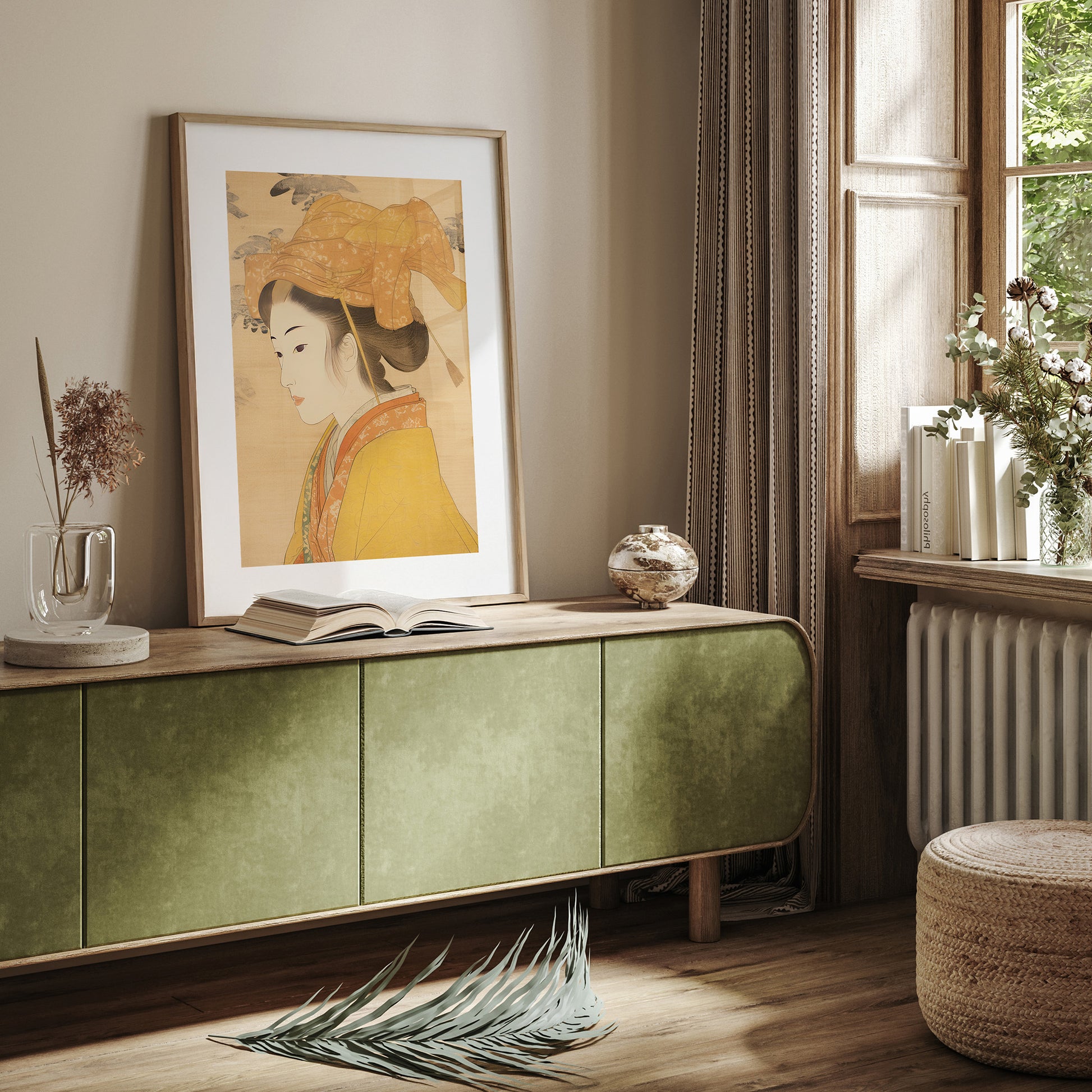 Design Concept No. 23 for Golden Kimono Elegance Modern Poster Art