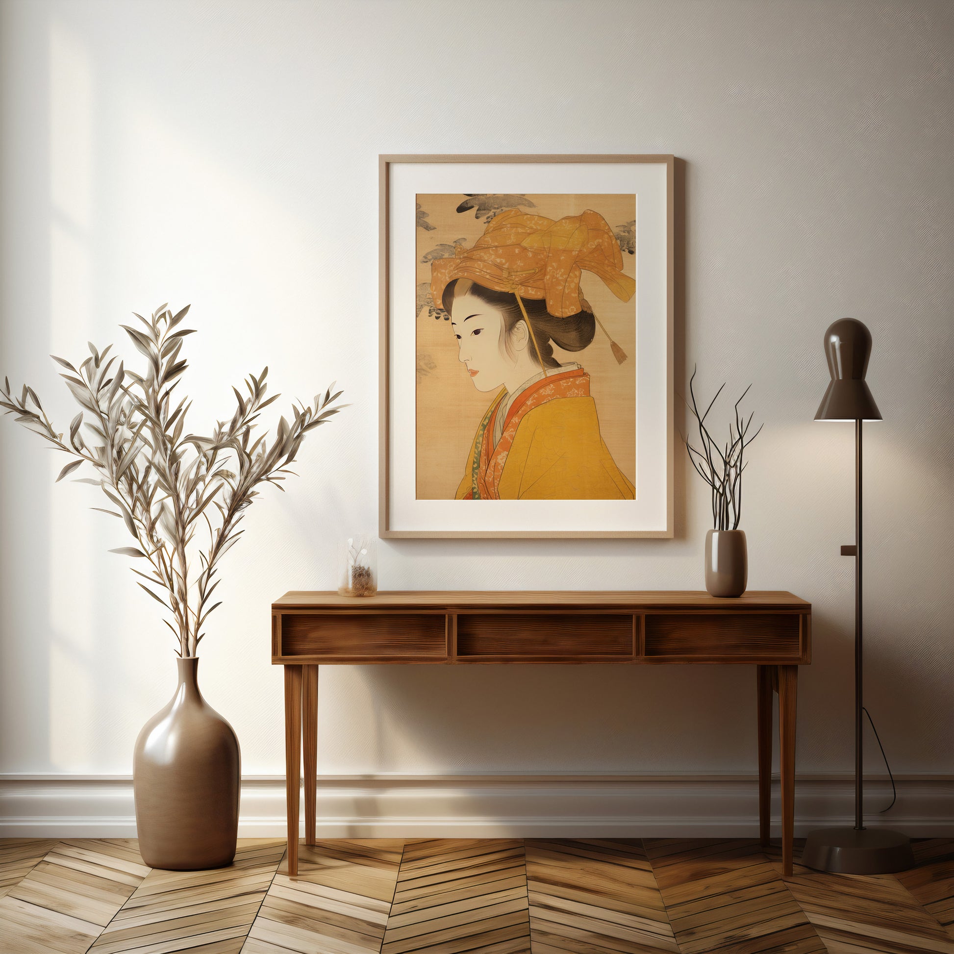 Design Concept No. 37 for Golden Kimono Elegance Modern Poster Art