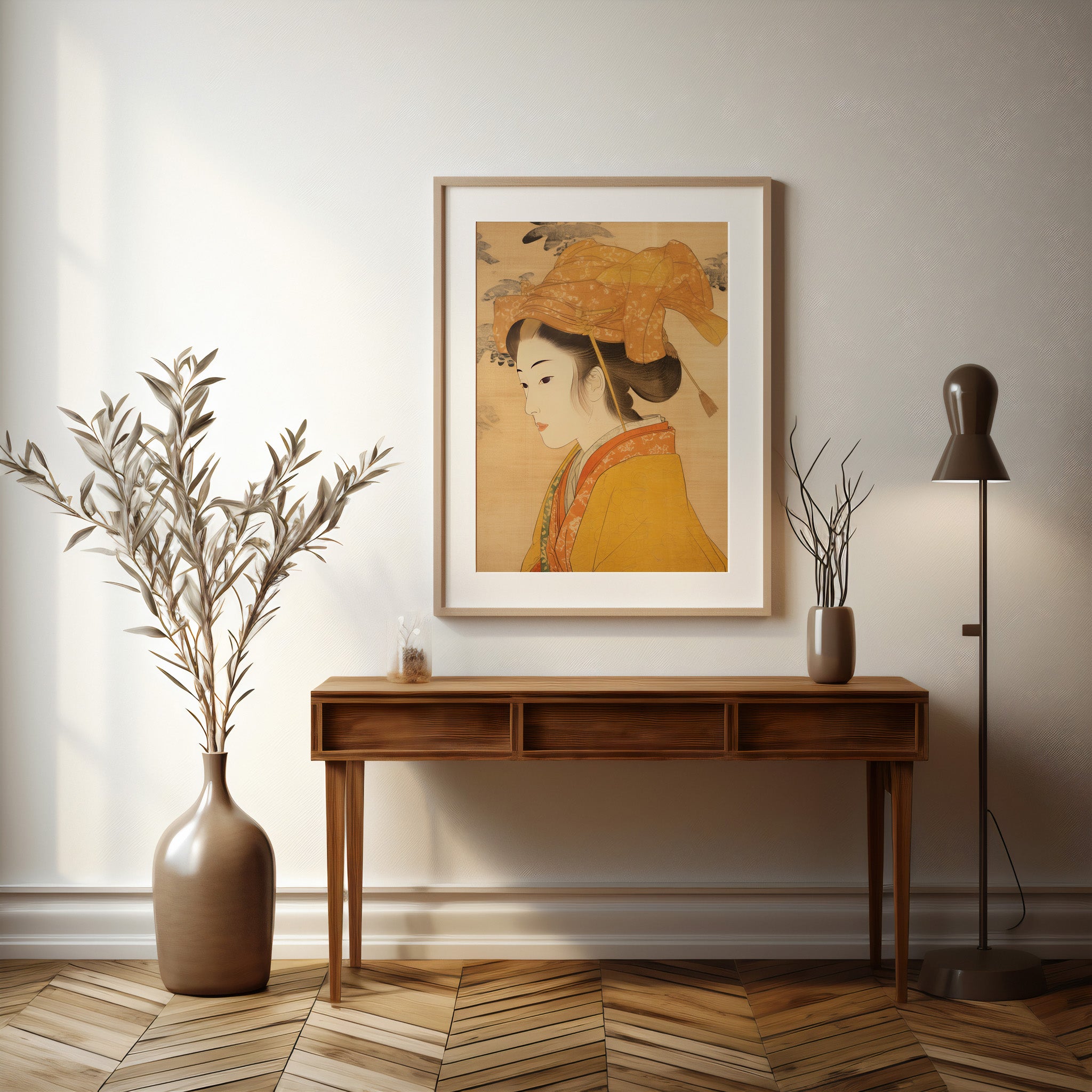 Design Concept No. 37 for Golden Kimono Elegance Modern Poster Art