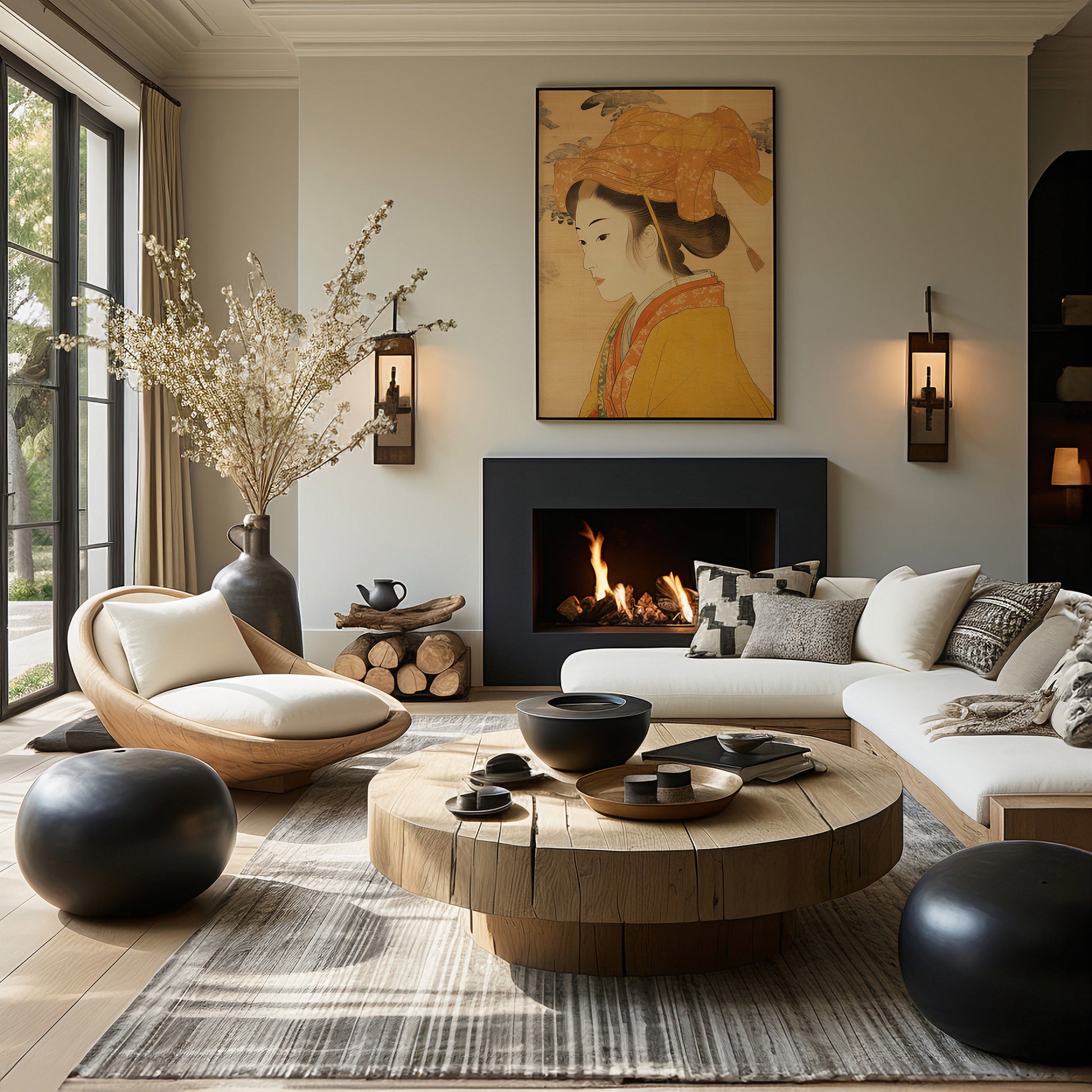 Design Concept No. 39 for Golden Kimono Elegance Modern Poster Art