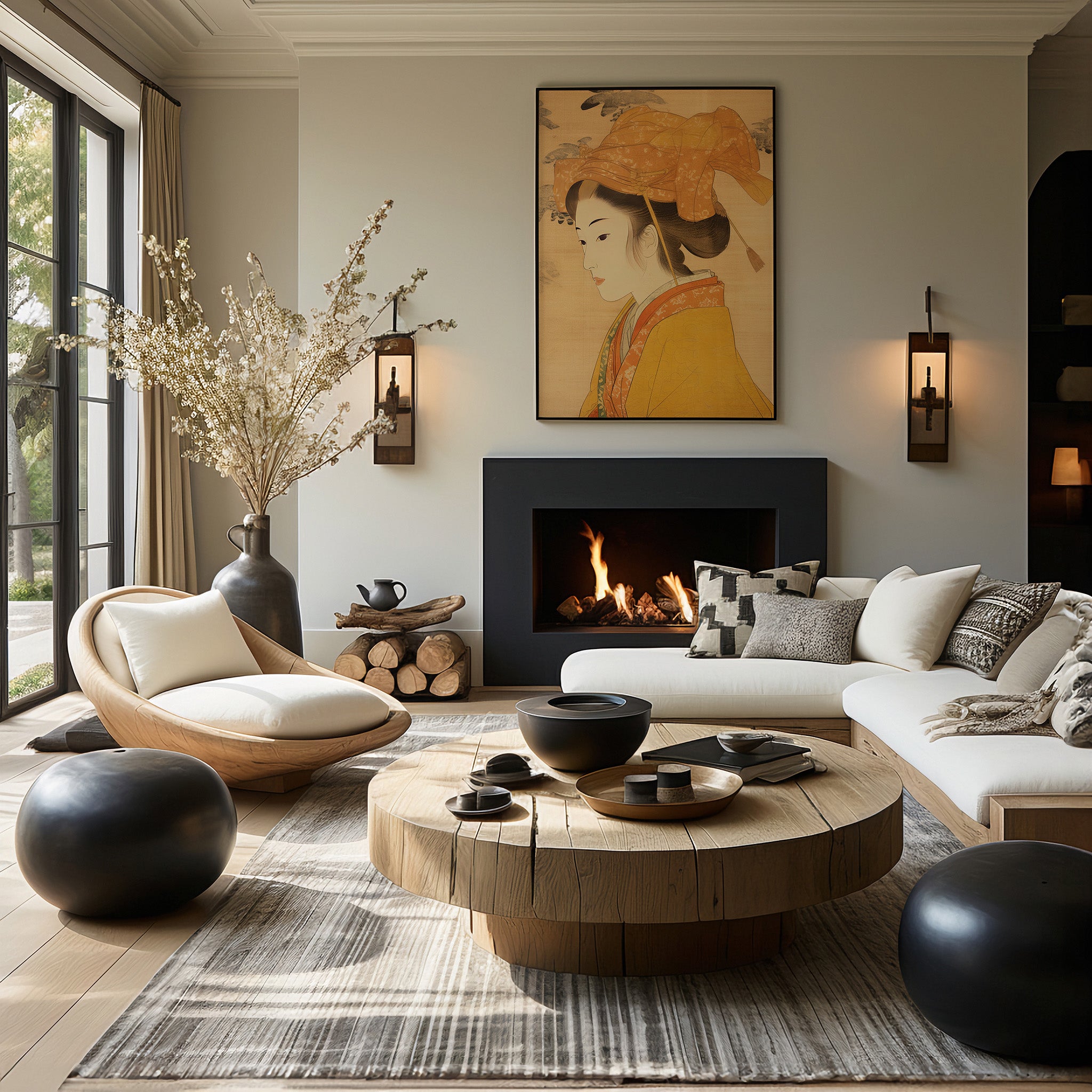 Design Concept No. 39 for Golden Kimono Elegance Modern Poster Art