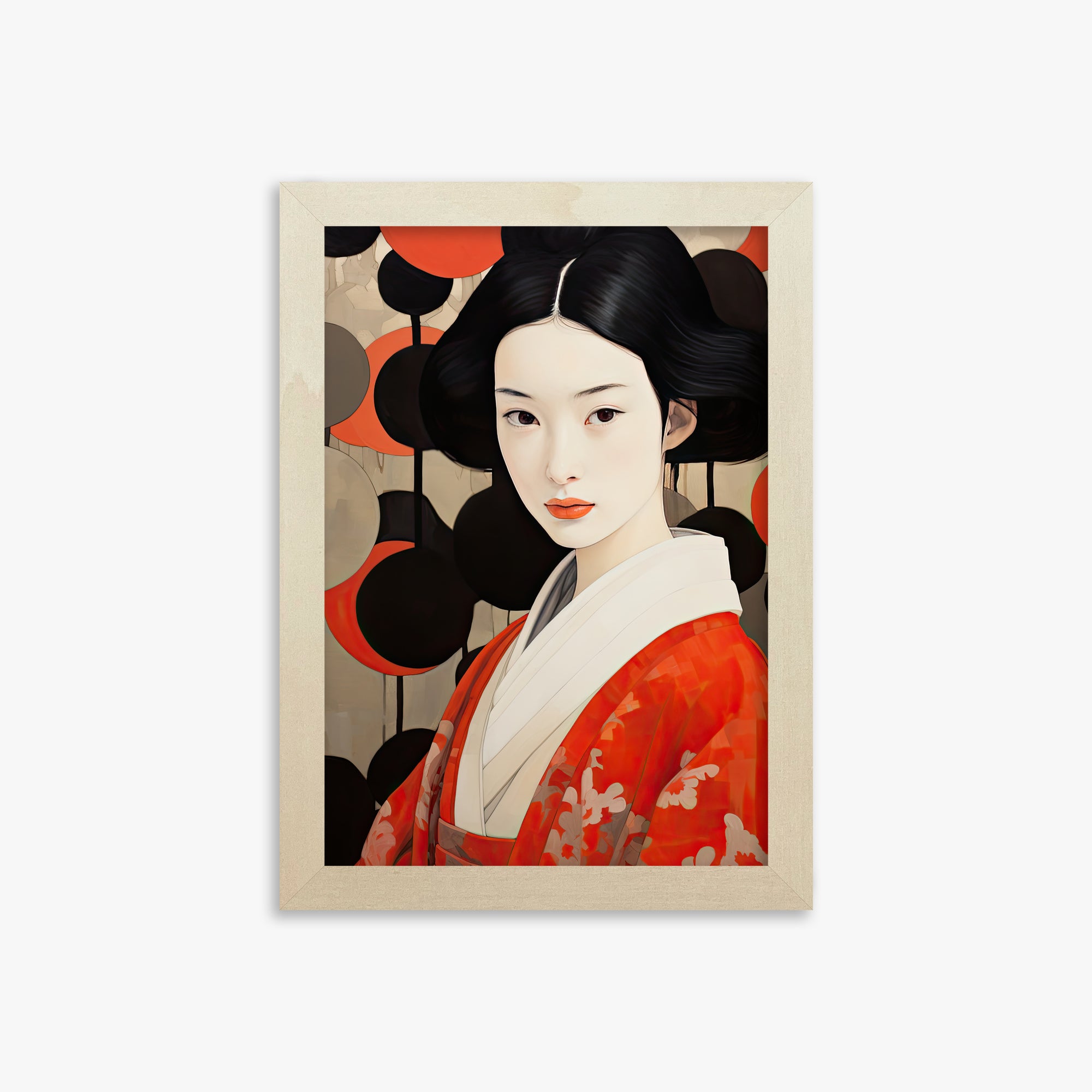 Crimson Circle Muse, 21x30cm Framed Poster With Lime Wood Frame