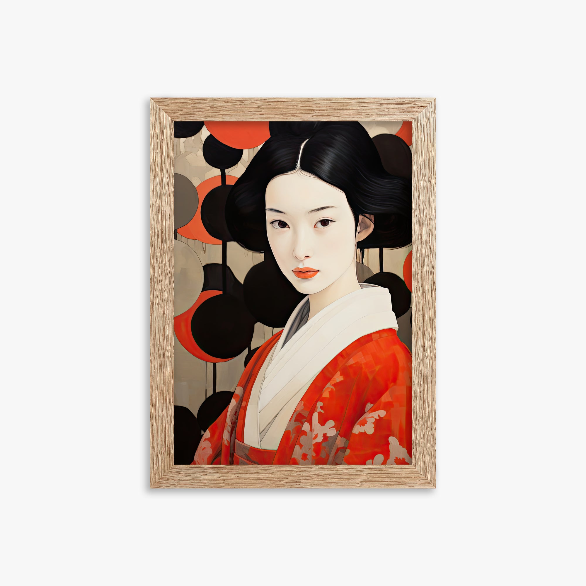 Crimson Circle Muse, 21x30cm Framed Poster With Raw Oak Frame