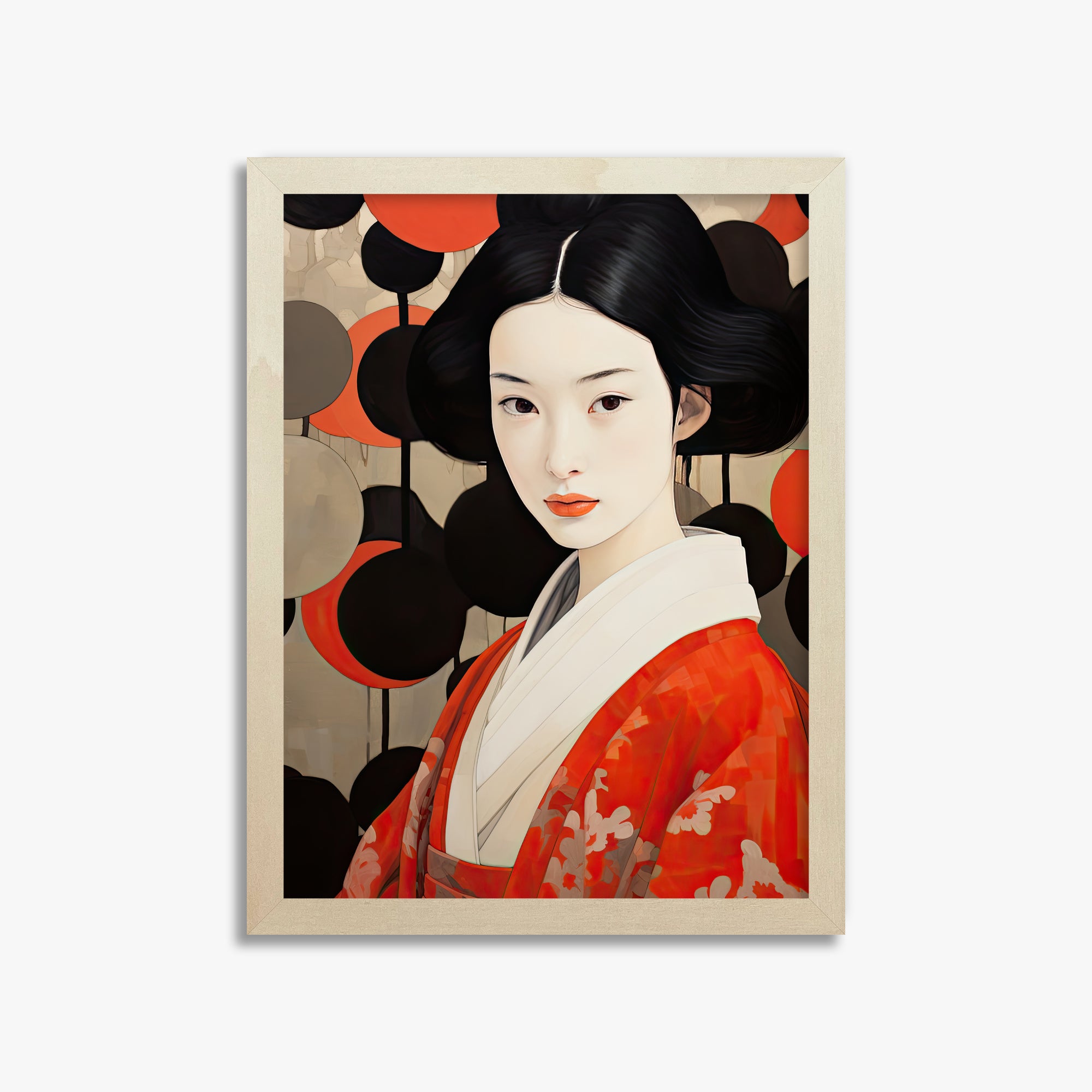 Crimson Circle Muse, 30x40cm Framed Poster With Lime Wood Frame