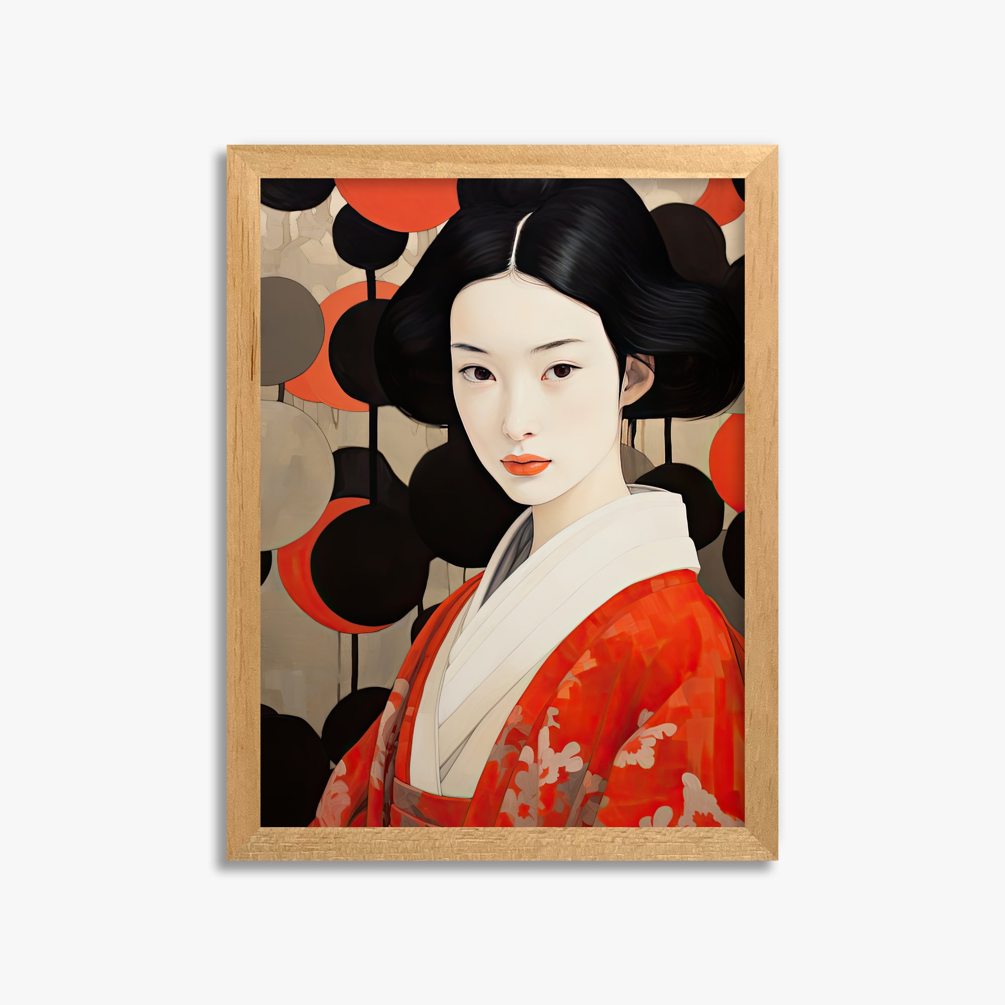 Crimson Circle Muse, 30x40cm Framed Poster With Oak Frame