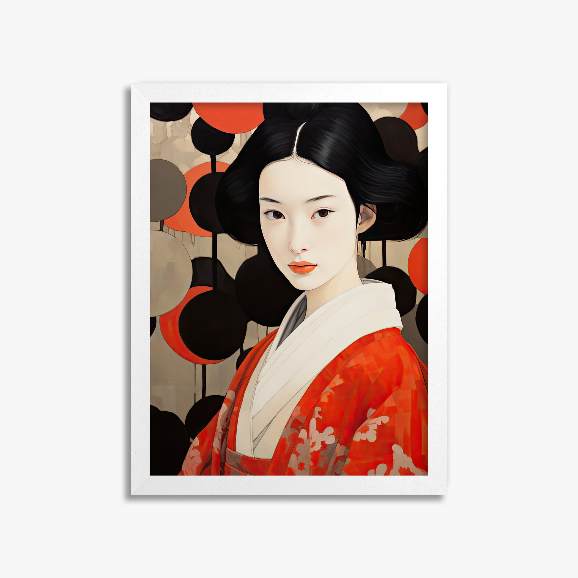 Crimson Circle Muse, 30x40cm Framed Poster With White Frame