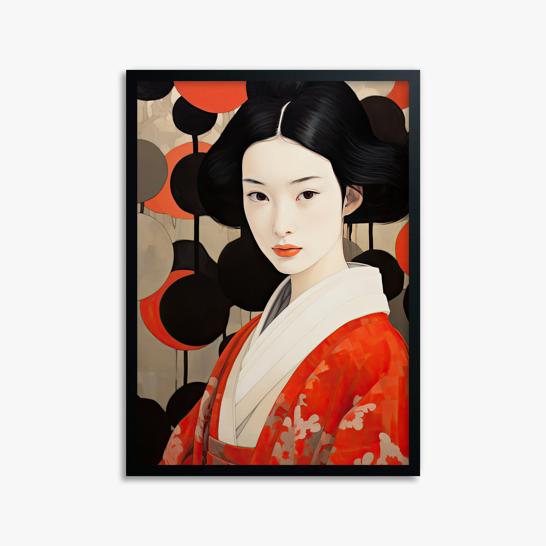 Crimson Circle Muse, 50x70cm Framed Poster With Black Frame
