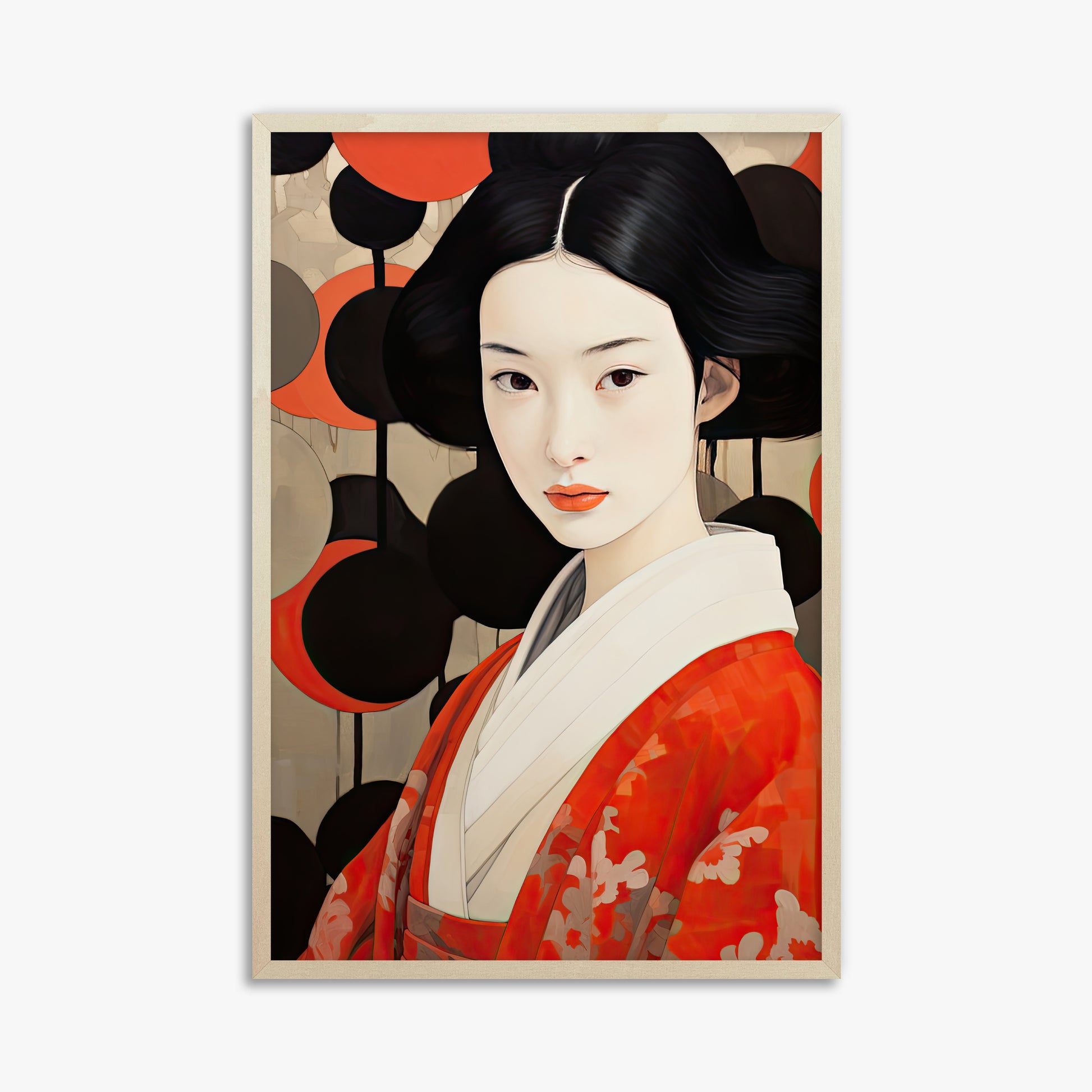 Crimson Circle Muse, 61x91cm Framed Poster With Lime Wood Frame