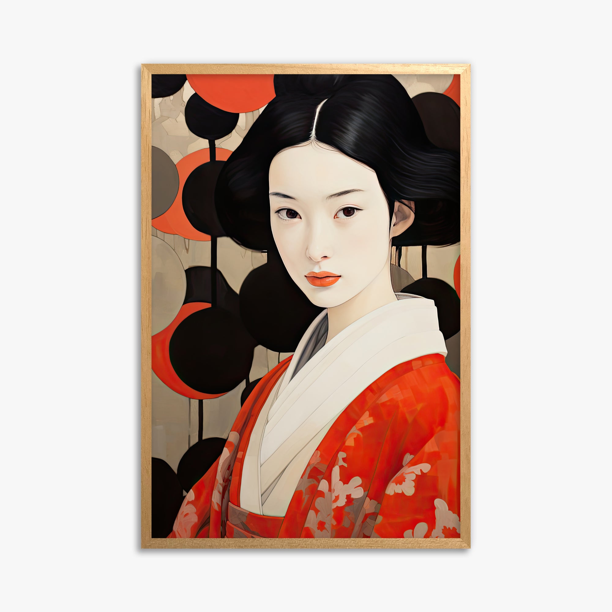 Crimson Circle Muse, 61x91cm Framed Poster With Oak Frame