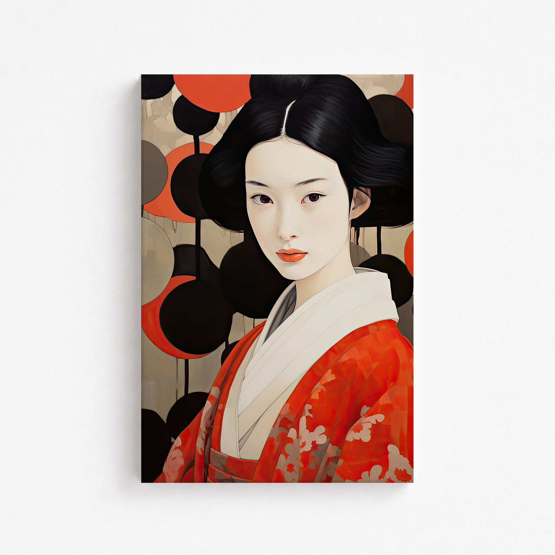 Crimson Circle Muse, 61x91cm Satin Canvas Poster
