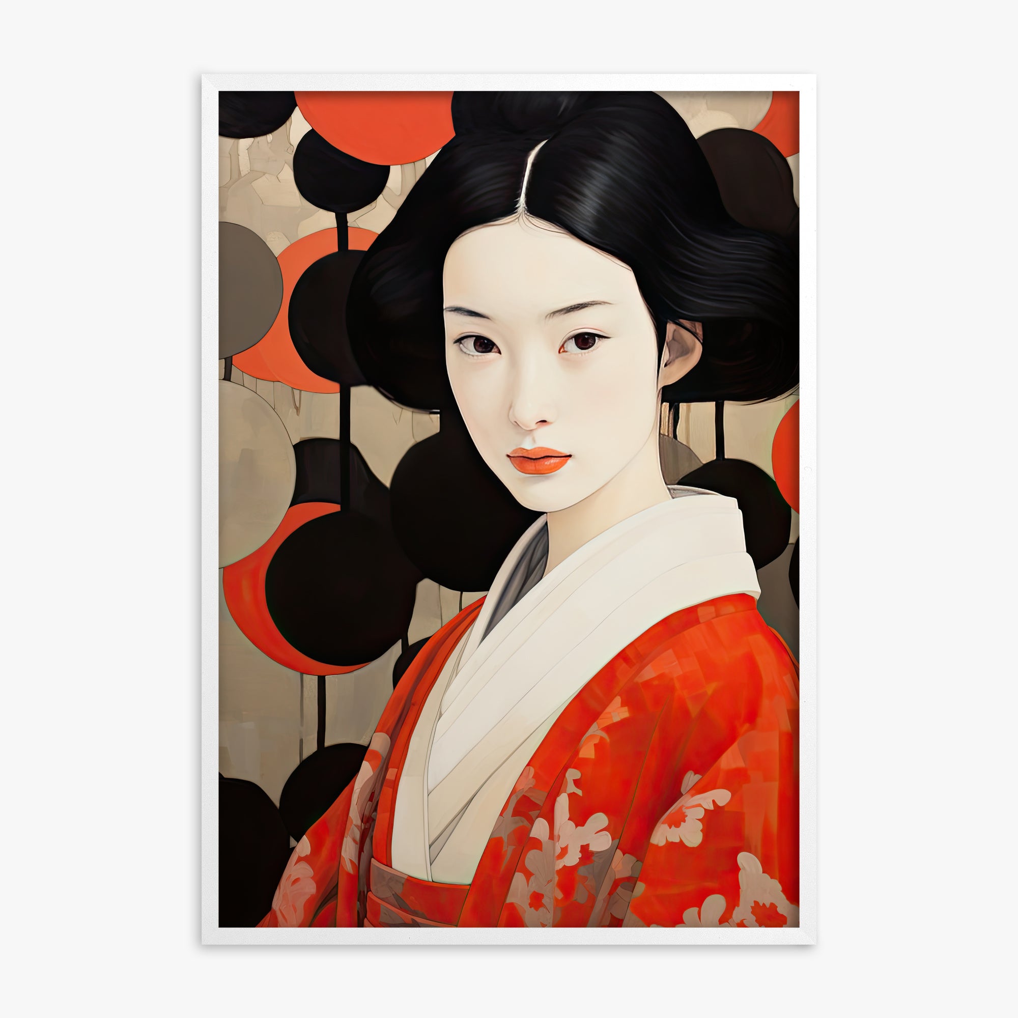 Crimson Circle Muse, White Framed Poster With White Frame