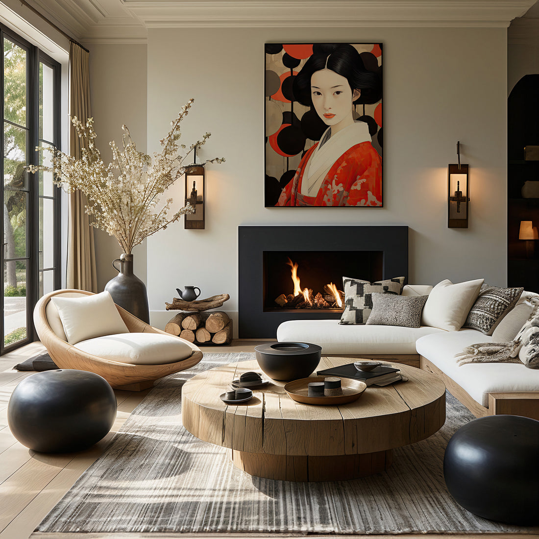 Crimson Circle Muse, 50x70cm Framed Poster With Black Frame