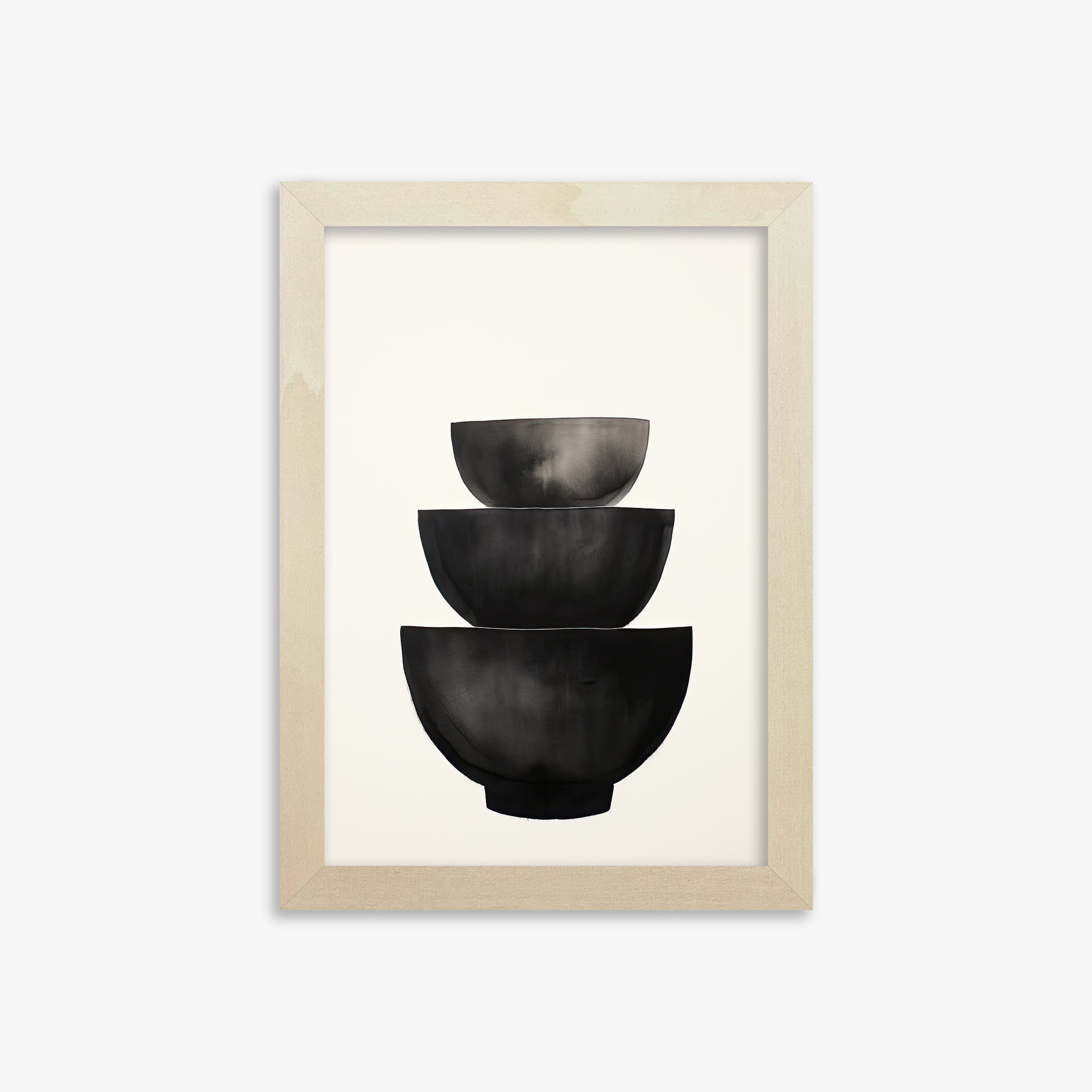 Midnight Vessel Trio, 21x30cm Framed Poster With Lime Wood Frame