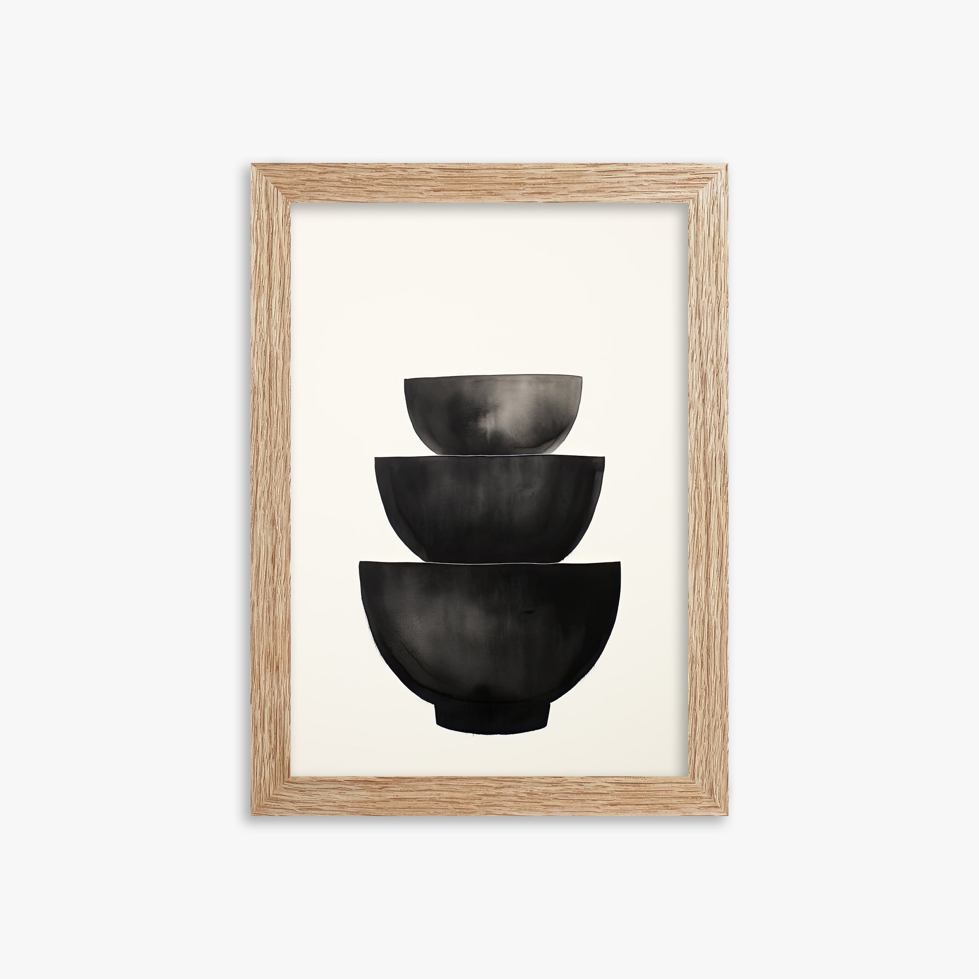 Midnight Vessel Trio, 21x30cm Framed Poster With Raw Oak Frame