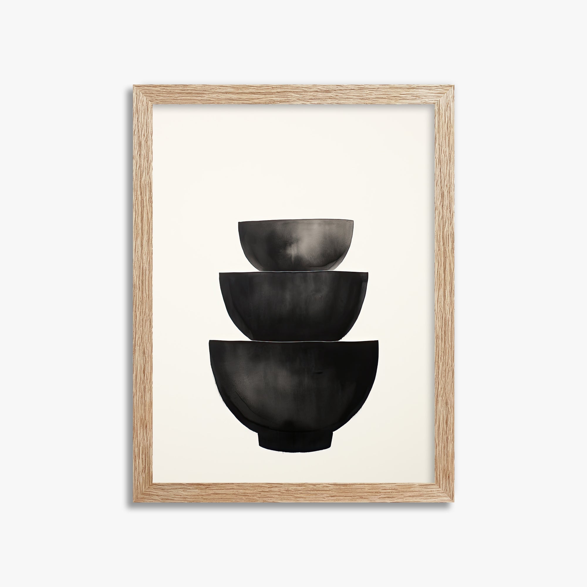 Midnight Vessel Trio, 30x40cm Framed Poster With Raw Oak Frame