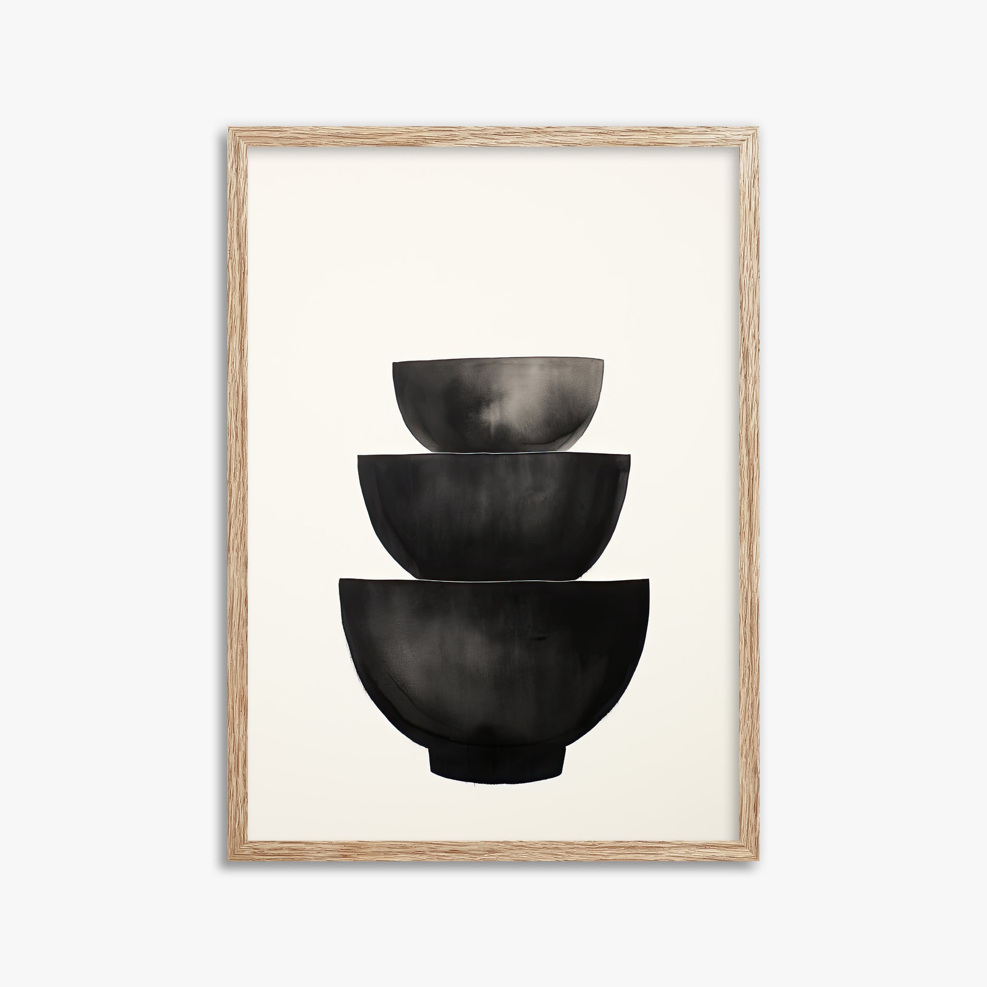Midnight Vessel Trio, 50x70cm Framed Poster With Raw Oak Frame