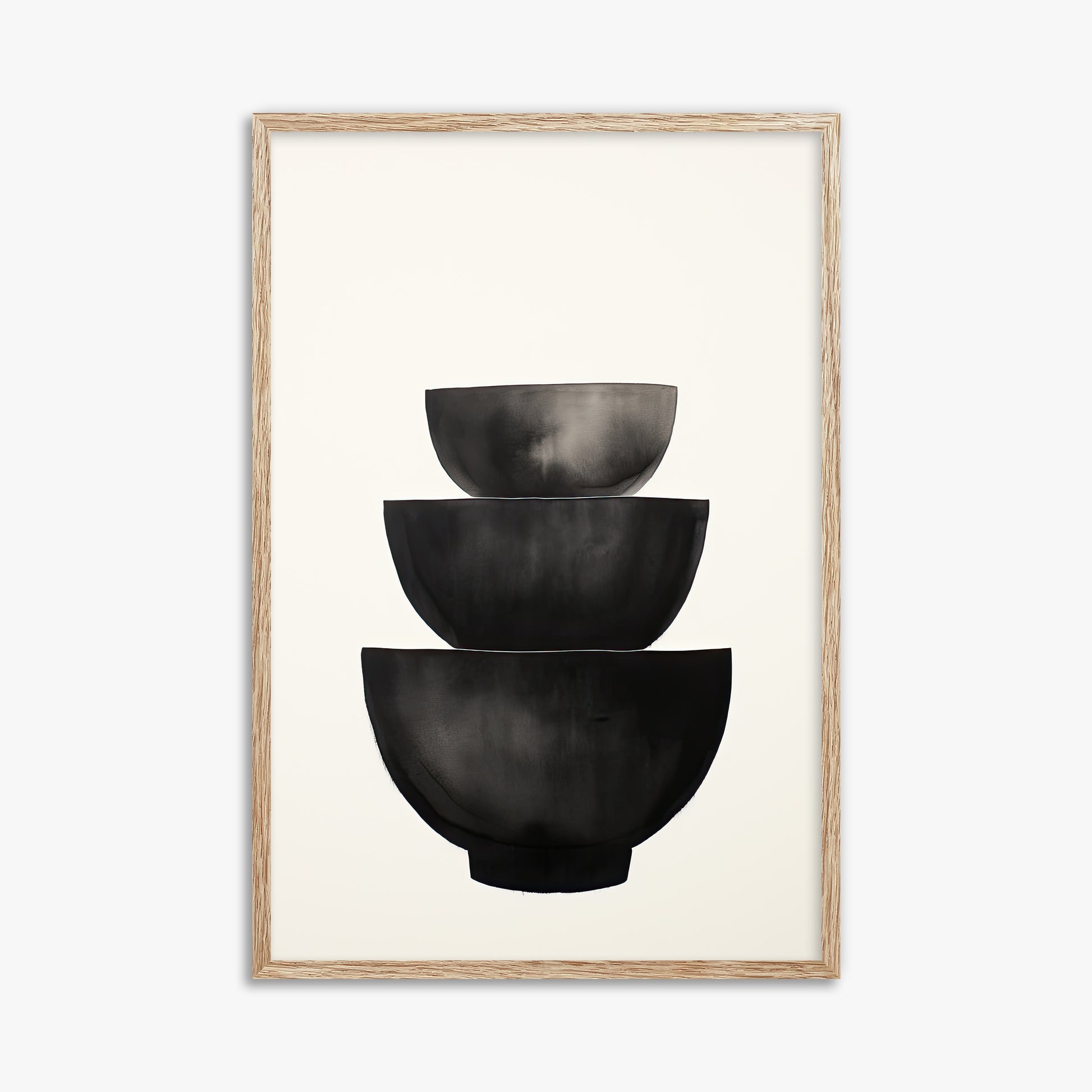 Midnight Vessel Trio, 61x91cm Framed Poster With Raw Oak Frame