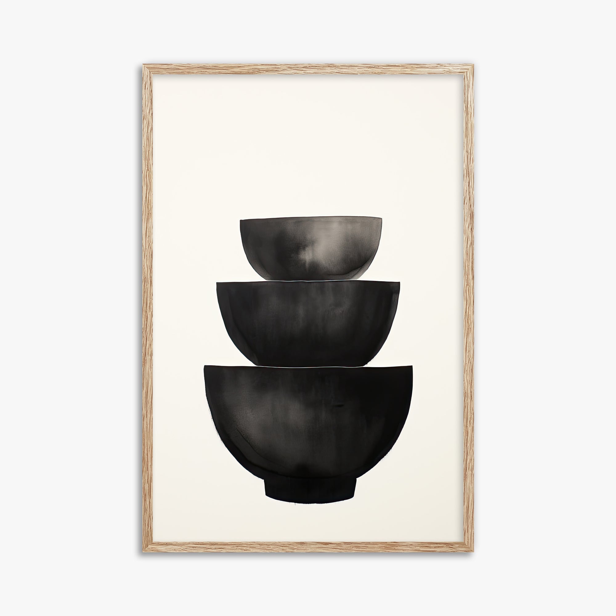 Midnight Vessel Trio, 61x91cm Framed Poster With Raw Oak Frame
