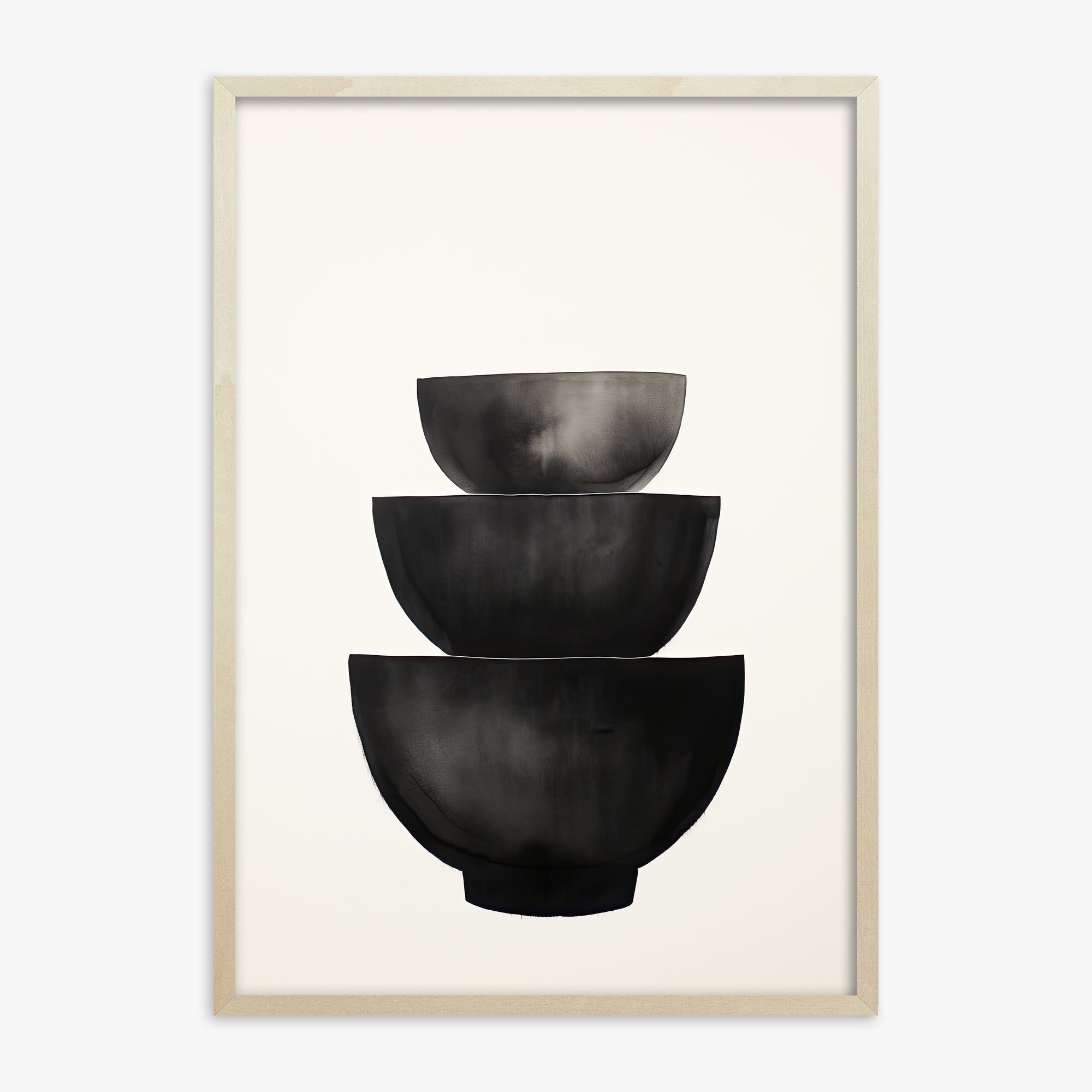 Midnight Vessel Trio, 70x100cm Framed Poster With Lime Wood Frame