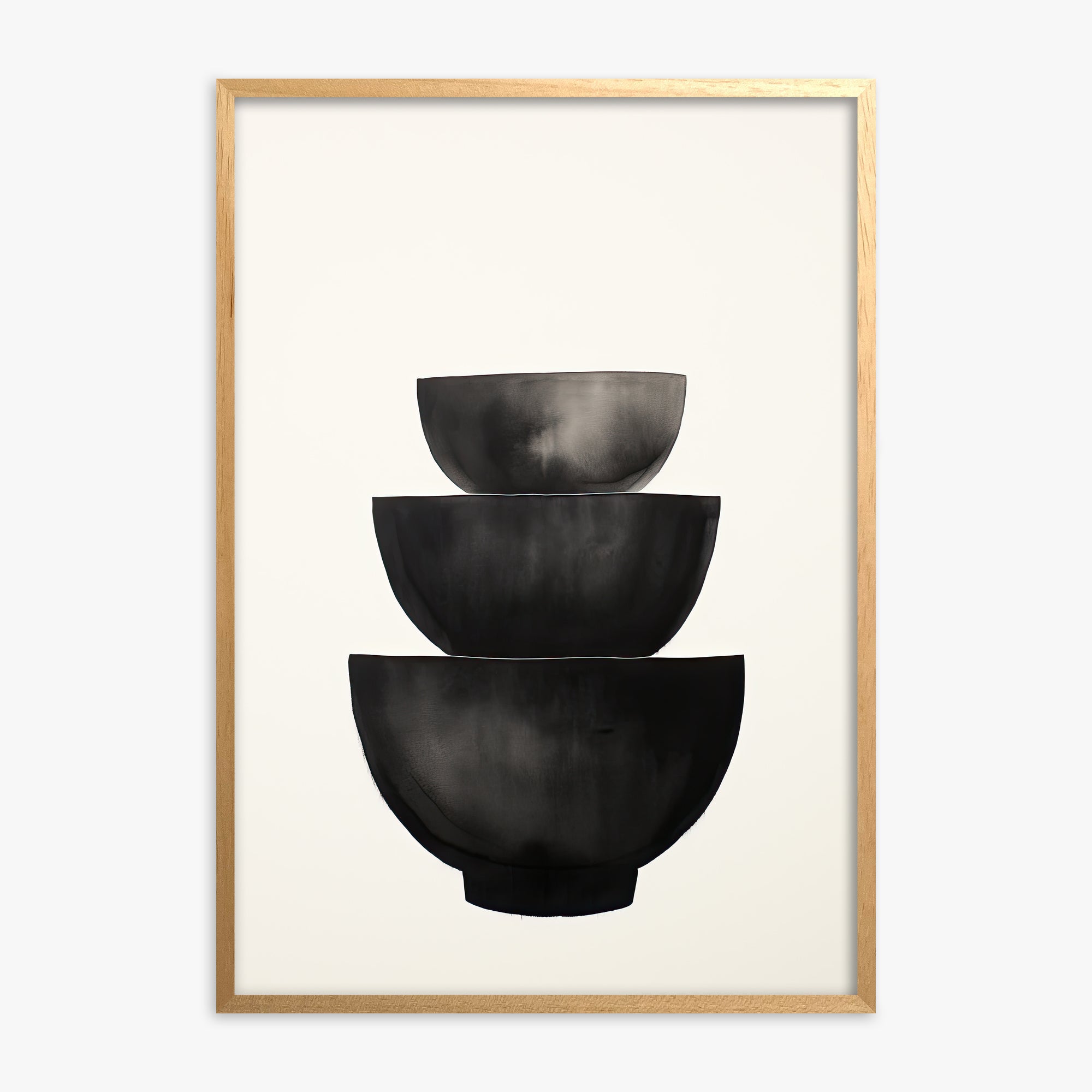 Midnight Vessel Trio, Oak Framed Poster With Oak Frame