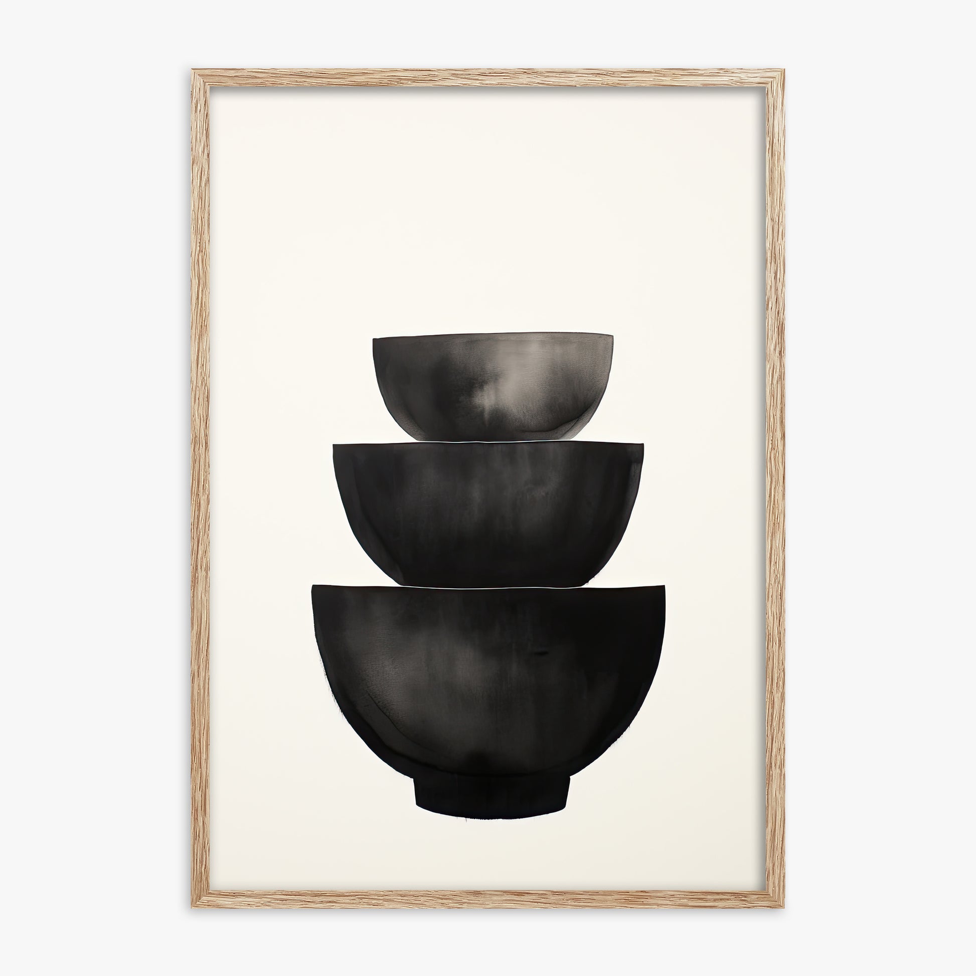 Midnight Vessel Trio, 70x100cm Framed Poster With Raw Oak Frame