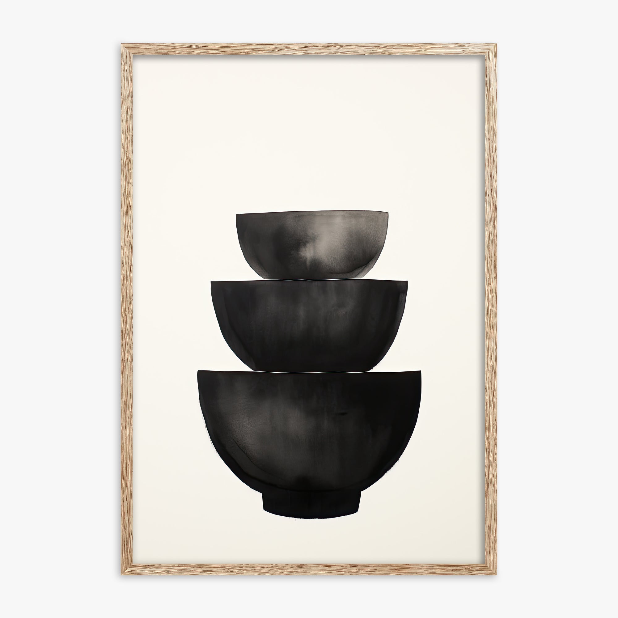 Midnight Vessel Trio, 70x100cm Framed Poster With Raw Oak Frame