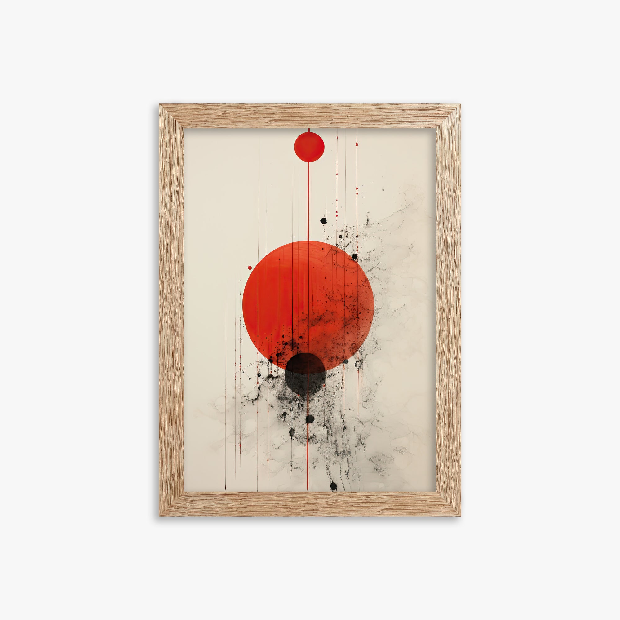 Crimson Eclipse, 21x30cm Framed Art Reproduction With Raw Oak Frame
