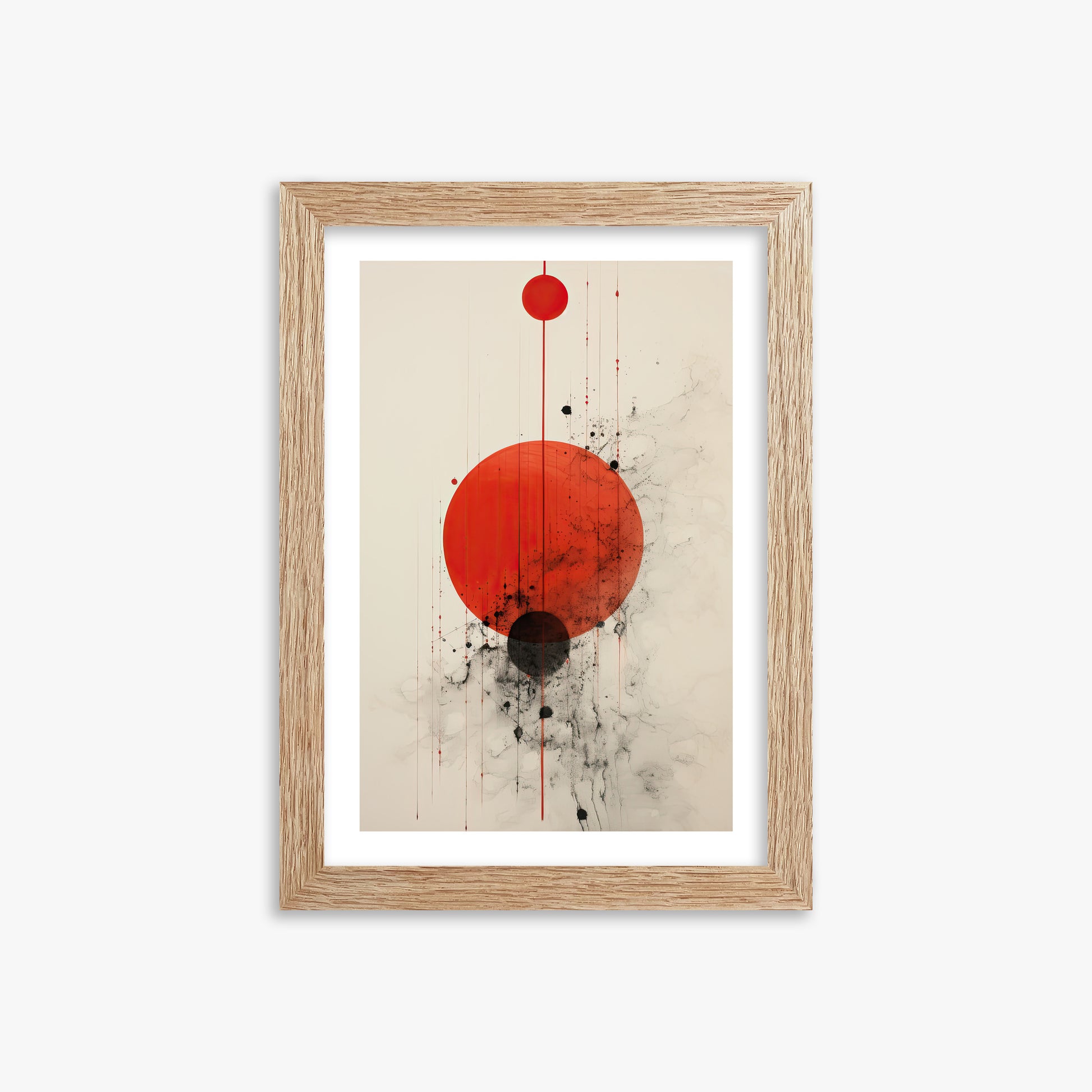 Crimson Eclipse, 21x30cm Framed Art Reproduction With Raw Oak Frame