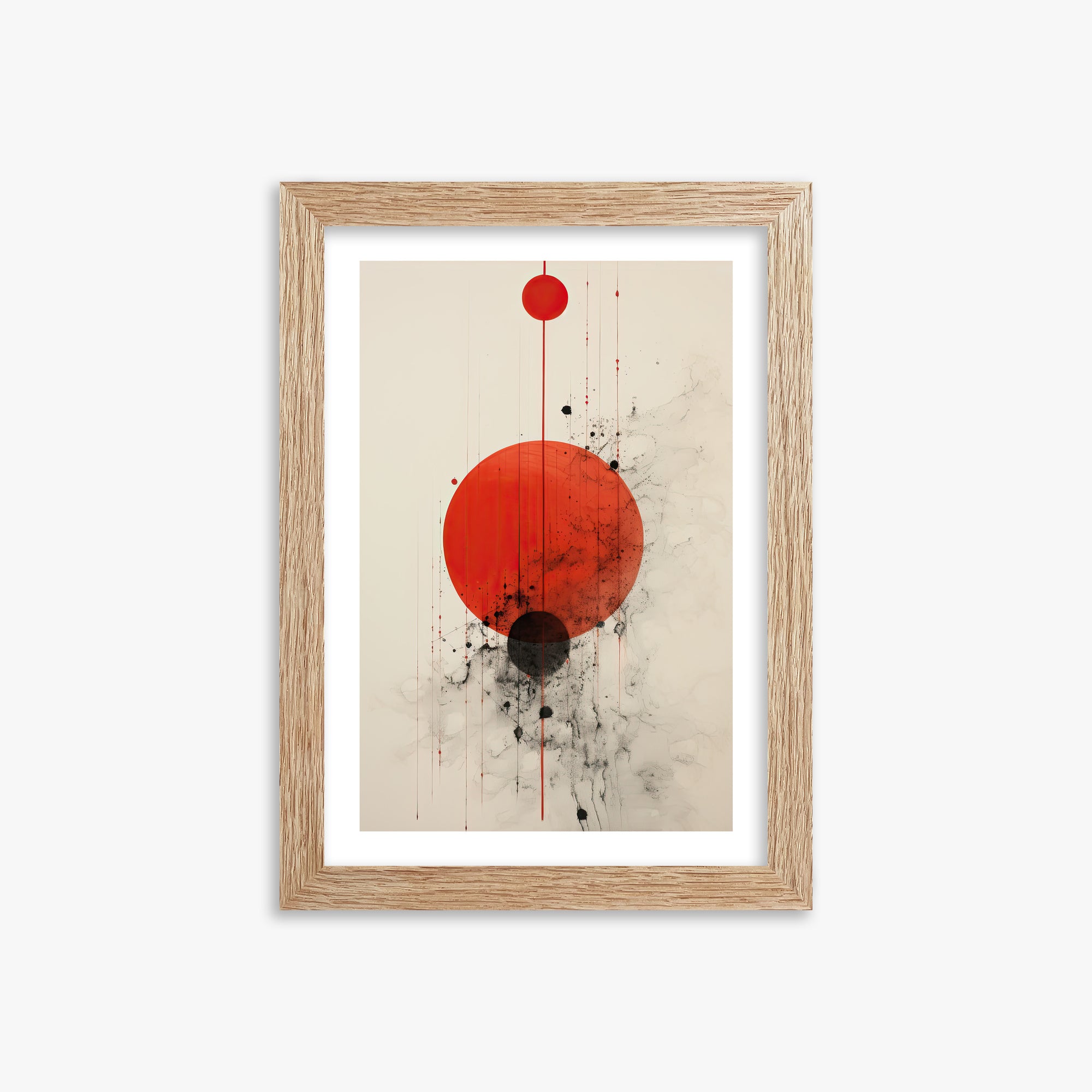 Crimson Eclipse, 21x30cm Framed Art Reproduction With Raw Oak Frame