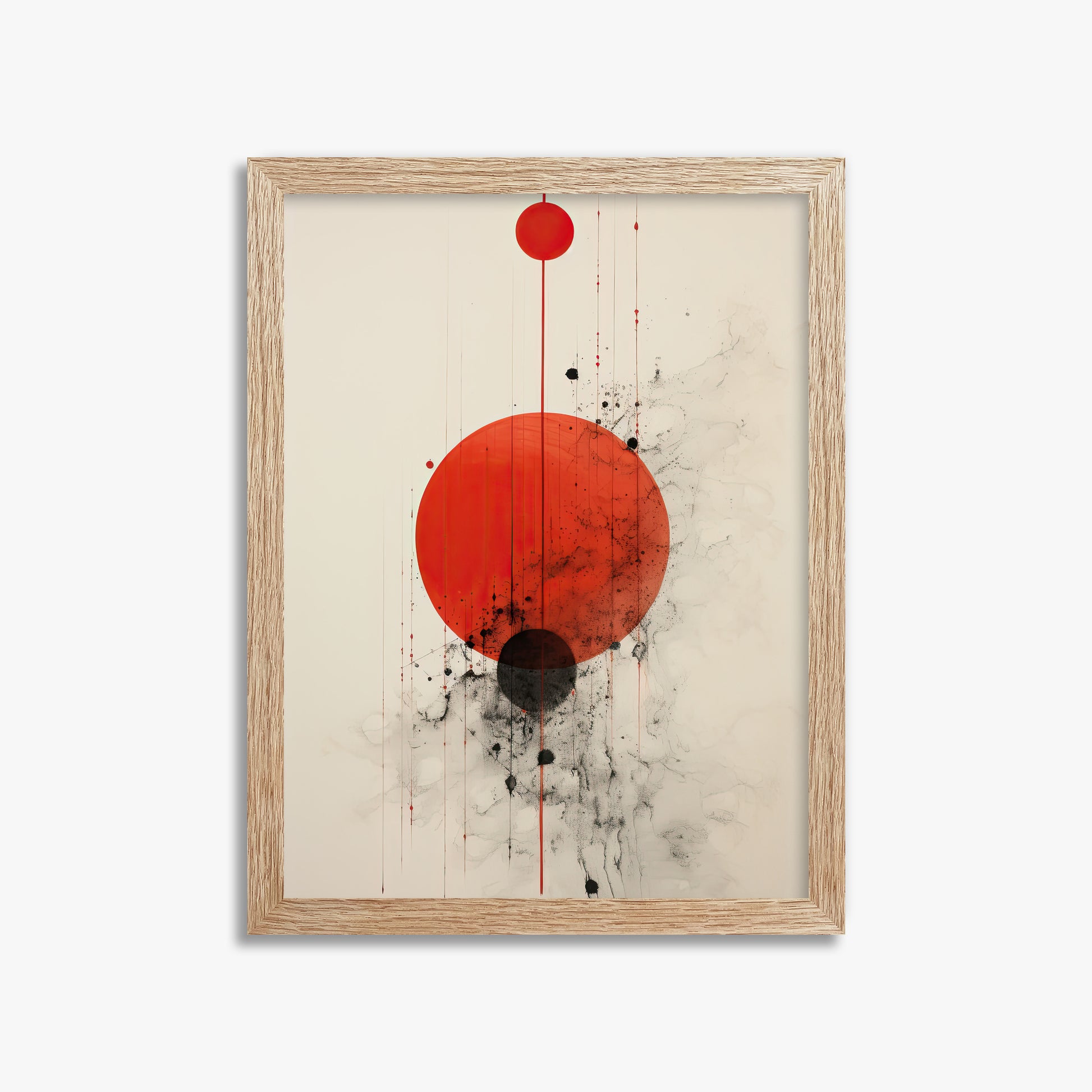 Crimson Eclipse, 30x40cm Framed Art Reproduction With Raw Oak Frame