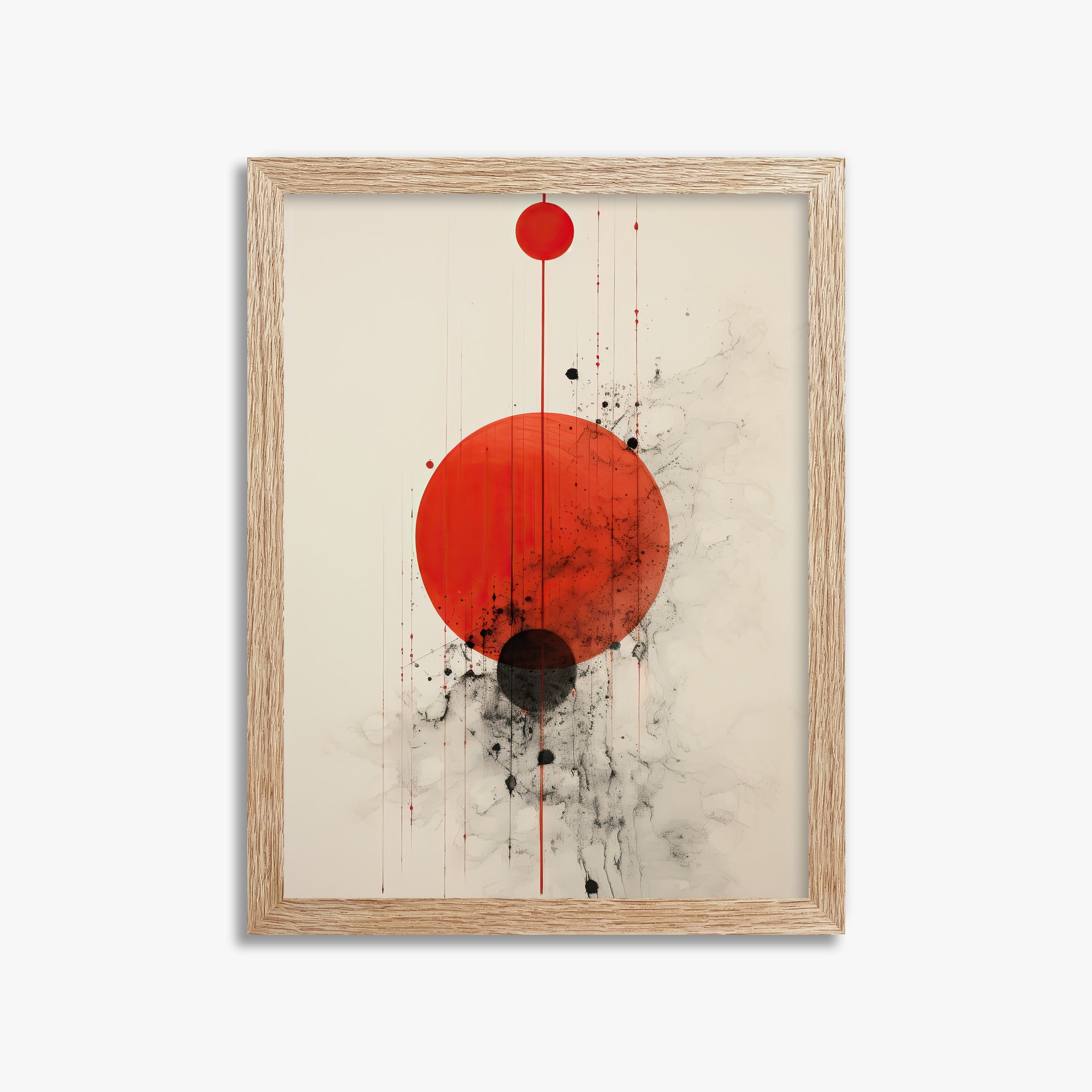 Crimson Eclipse, 30x40cm Framed Art Reproduction With Raw Oak Frame