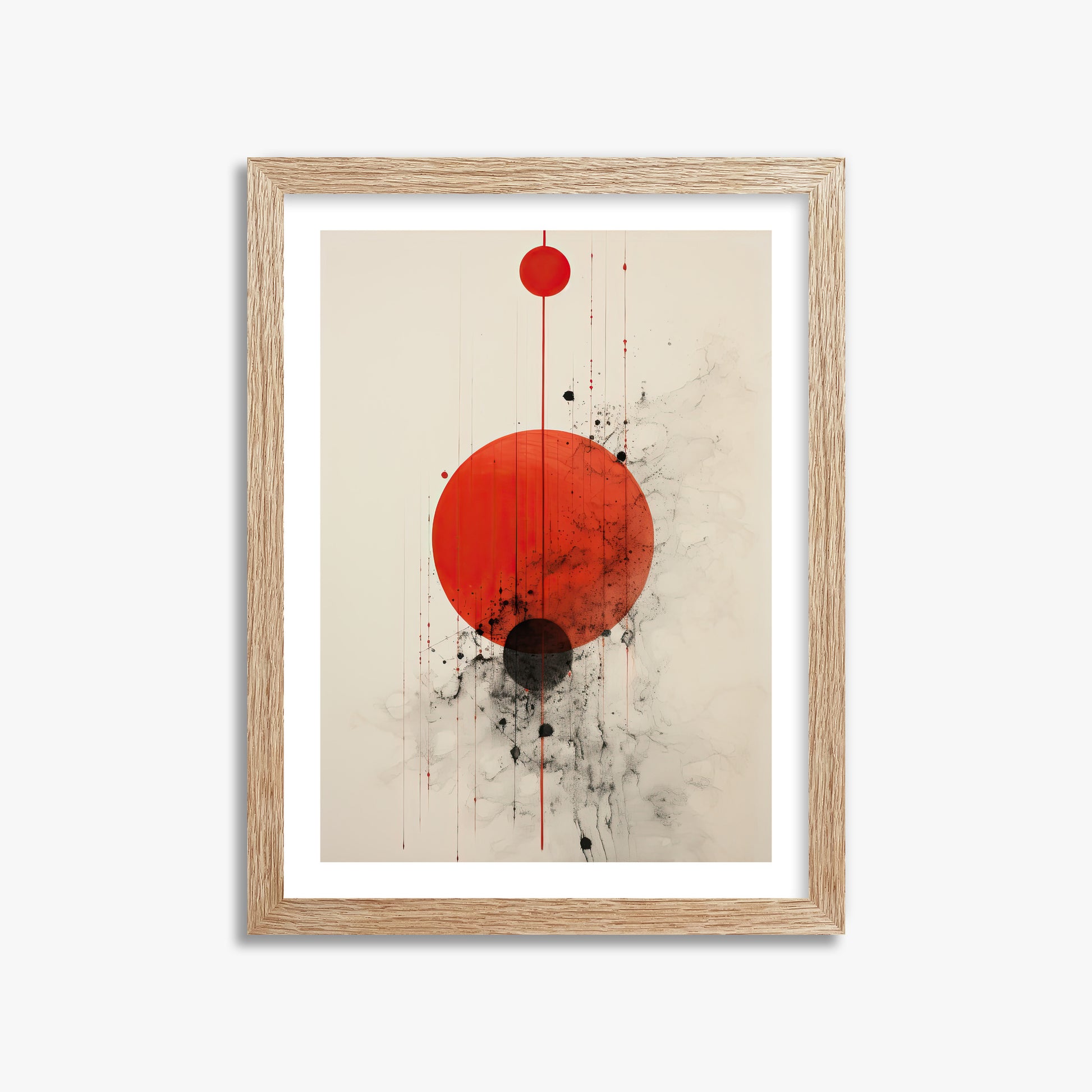 Crimson Eclipse, 30x40cm Framed Art Reproduction With Raw Oak Frame