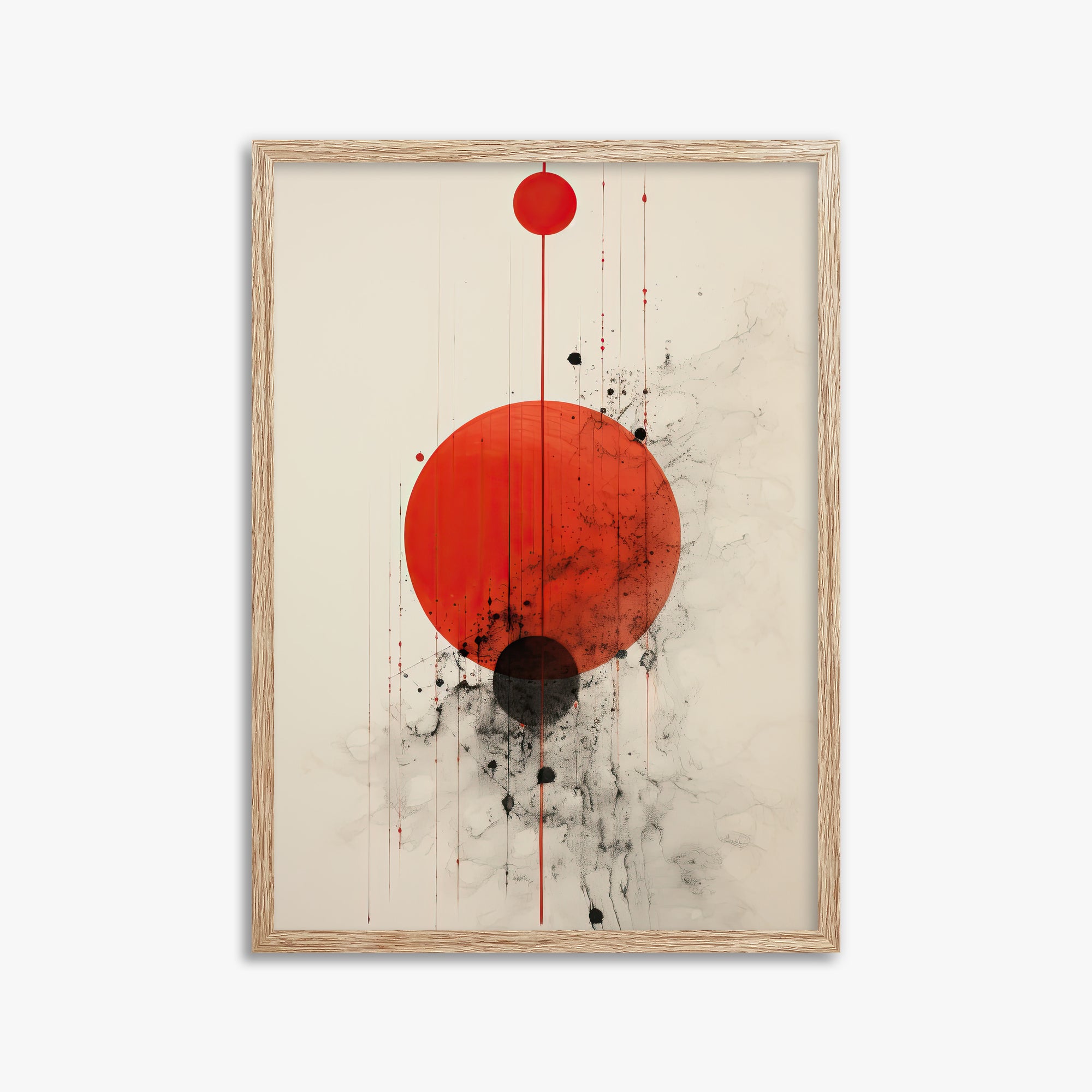 Crimson Eclipse, 50x70cm Framed Art Reproduction With Raw Oak Frame