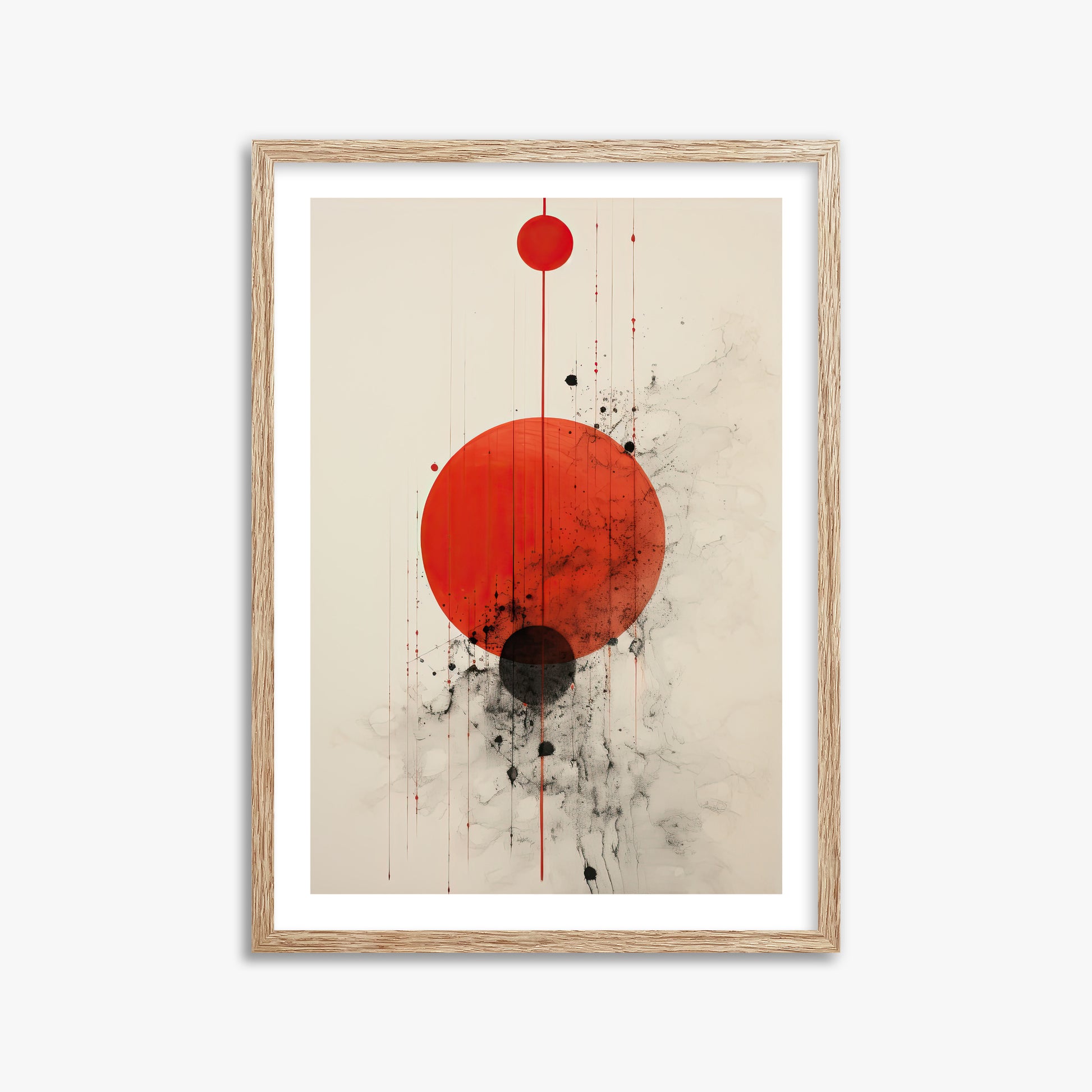 Crimson Eclipse, 50x70cm Framed Art Reproduction With Raw Oak Frame