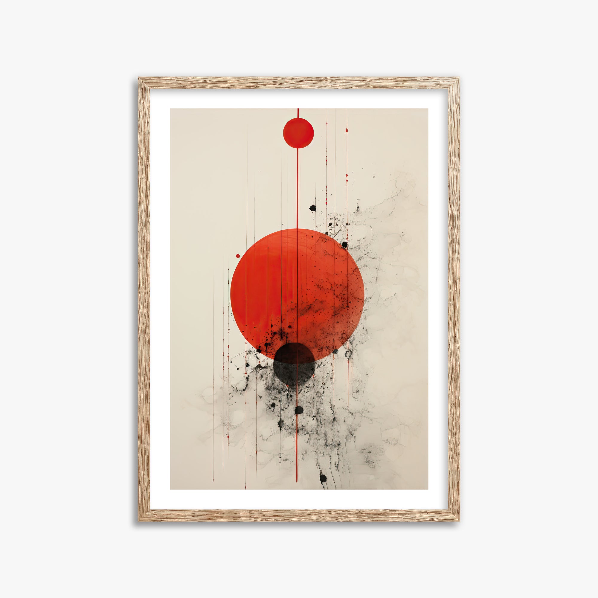 Crimson Eclipse, 50x70cm Framed Art Reproduction With Raw Oak Frame