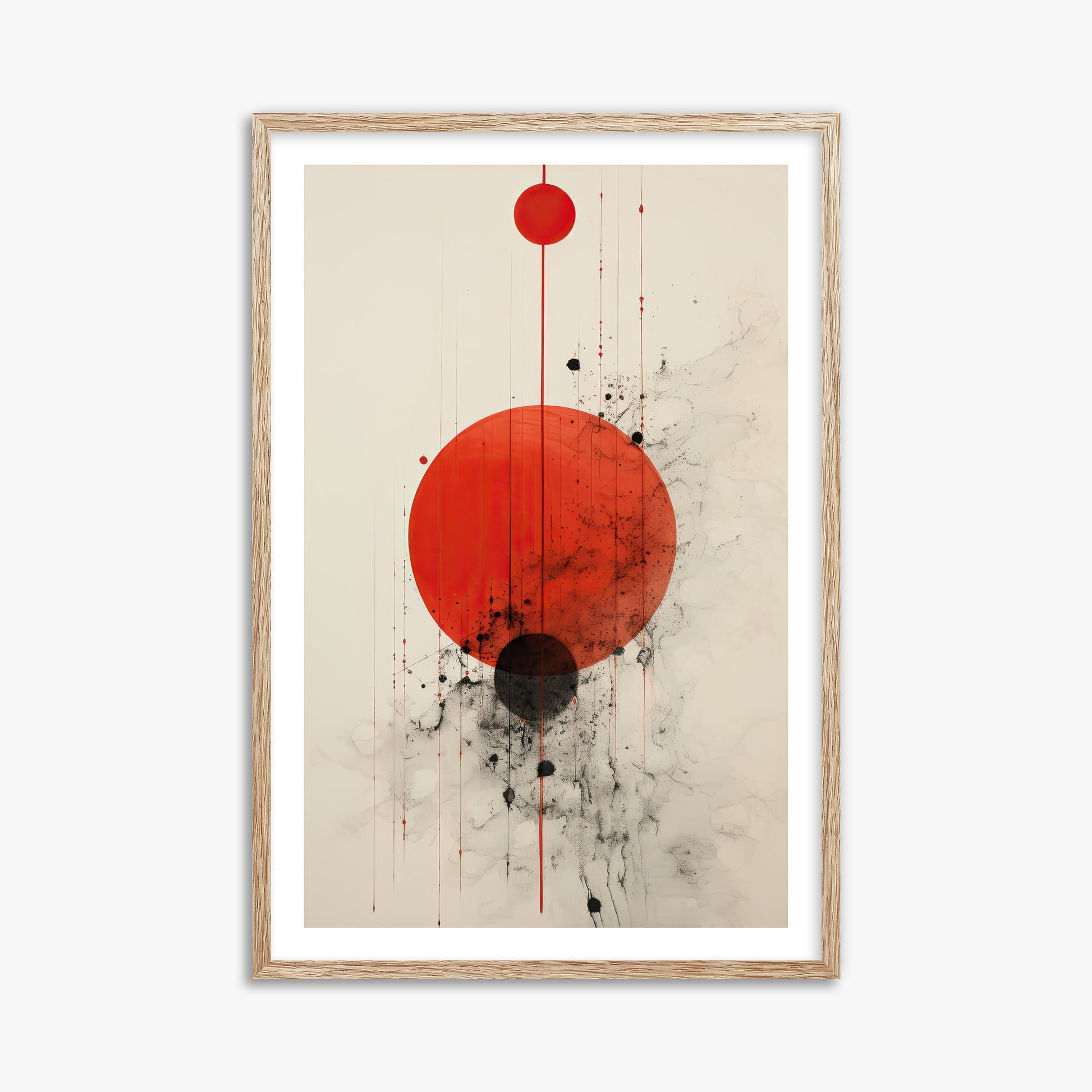 Crimson Eclipse, 61x91cm Framed Art Reproduction With Raw Oak Frame