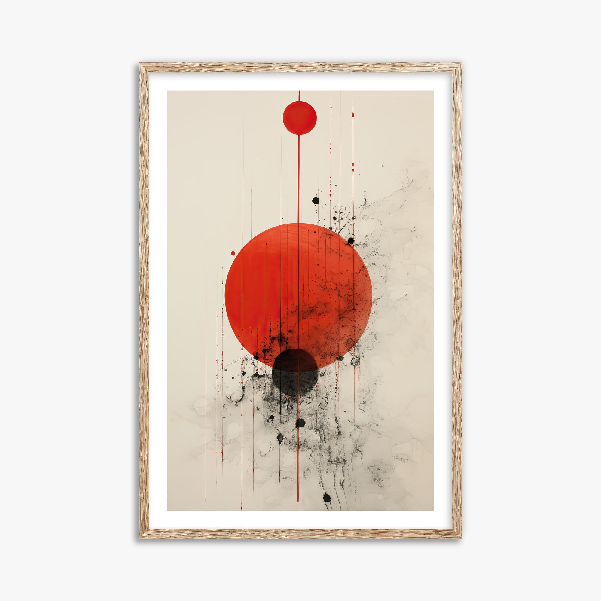 Crimson Eclipse, 61x91cm Framed Art Reproduction With Raw Oak Frame