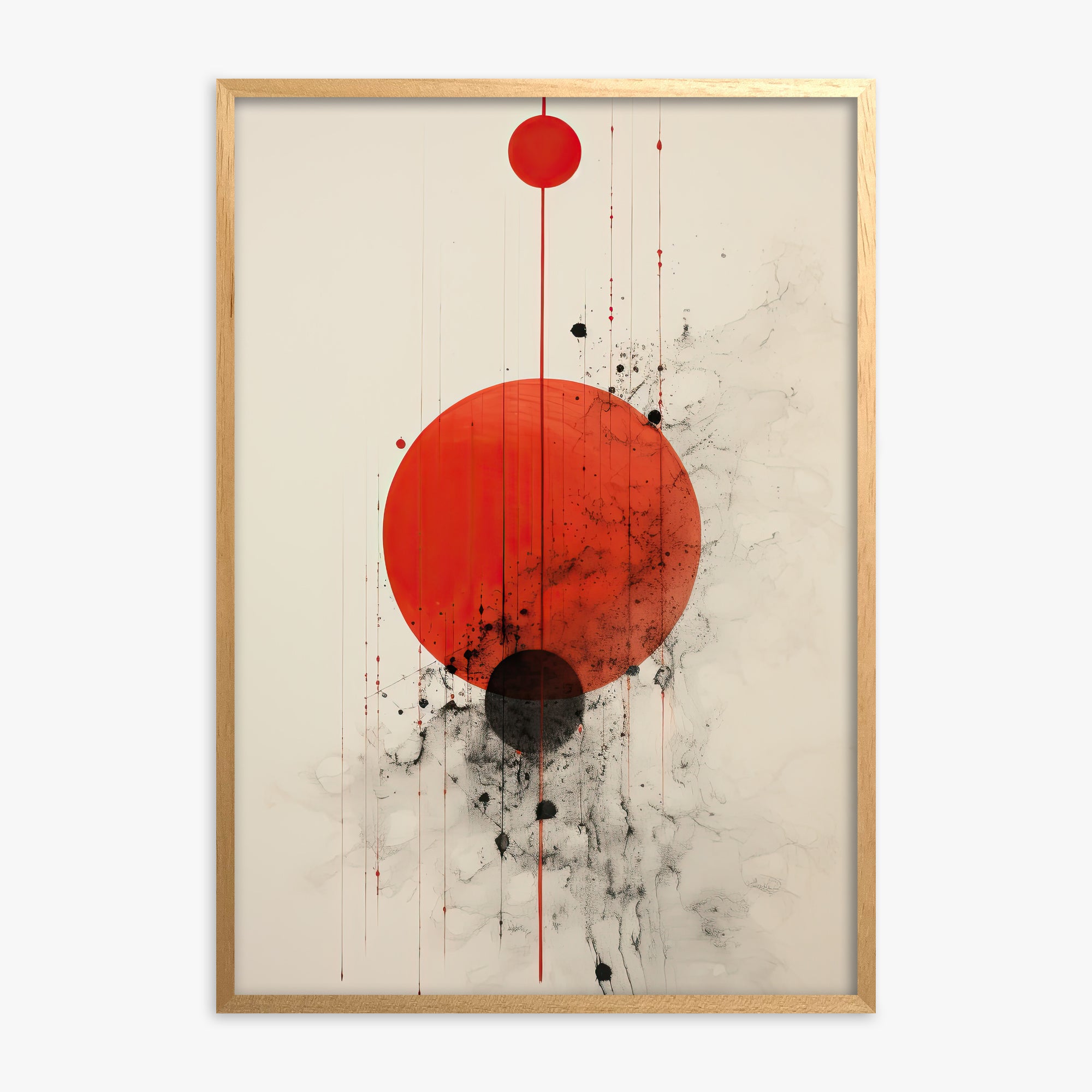 Crimson Eclipse, Oak Framed Poster With Oak Frame
