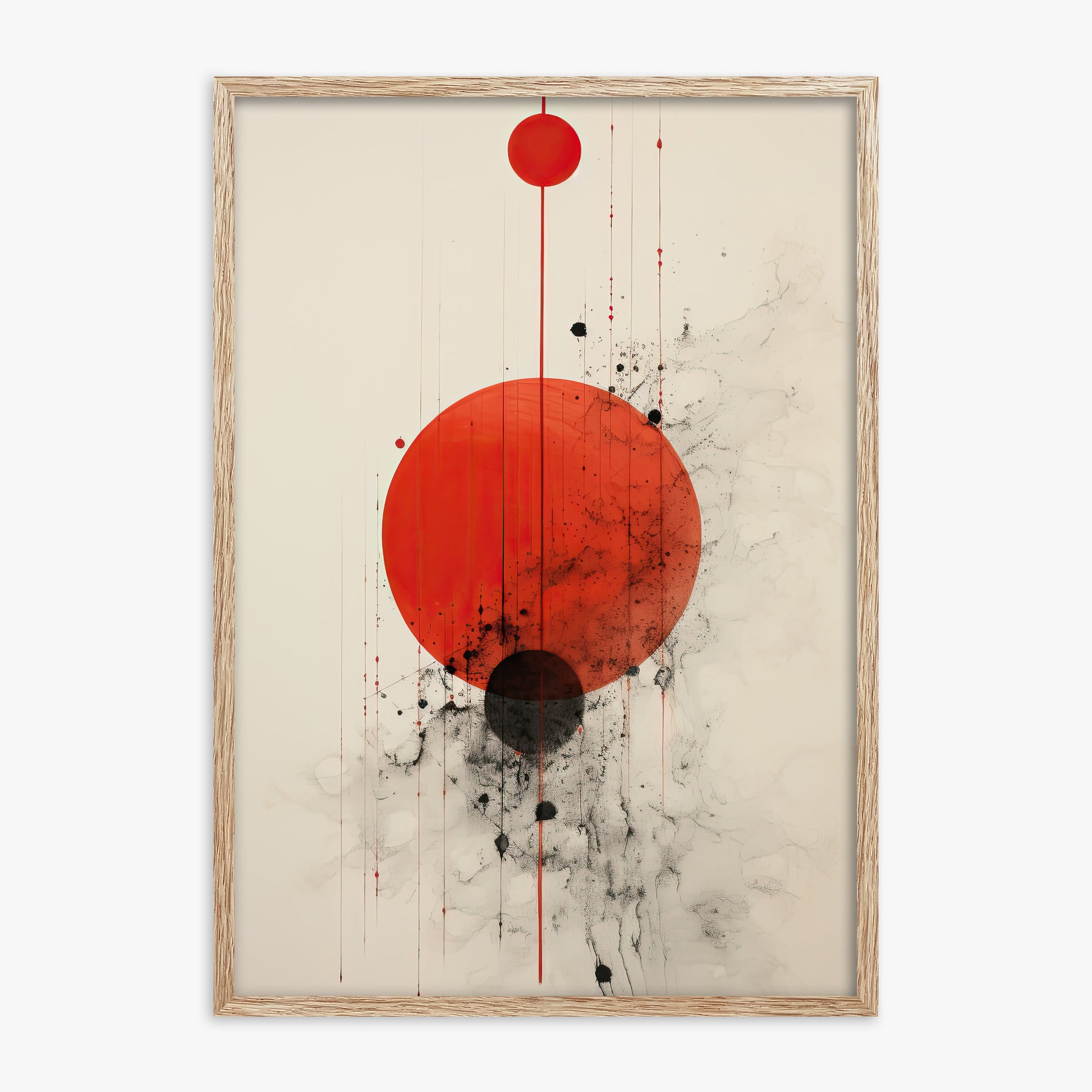 Crimson Eclipse, 70x100cm Framed Art Reproduction With Raw Oak Frame