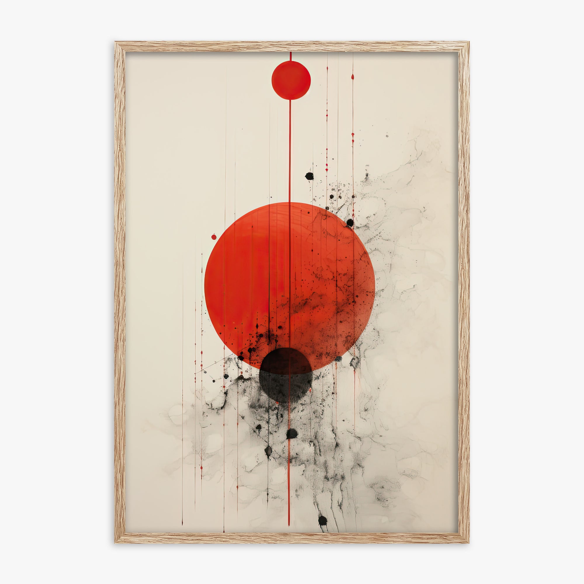 Crimson Eclipse, 70x100cm Framed Art Reproduction With Raw Oak Frame