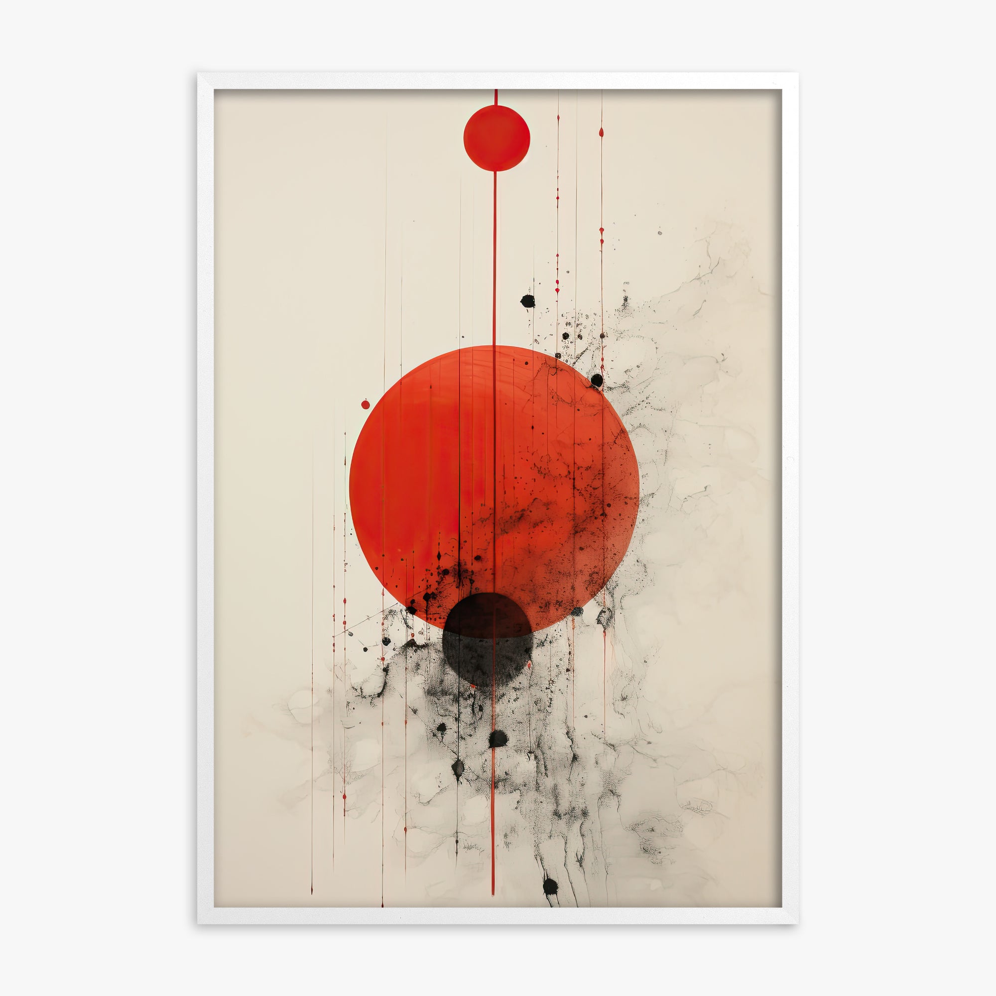 Crimson Eclipse, White Framed Poster With White Frame