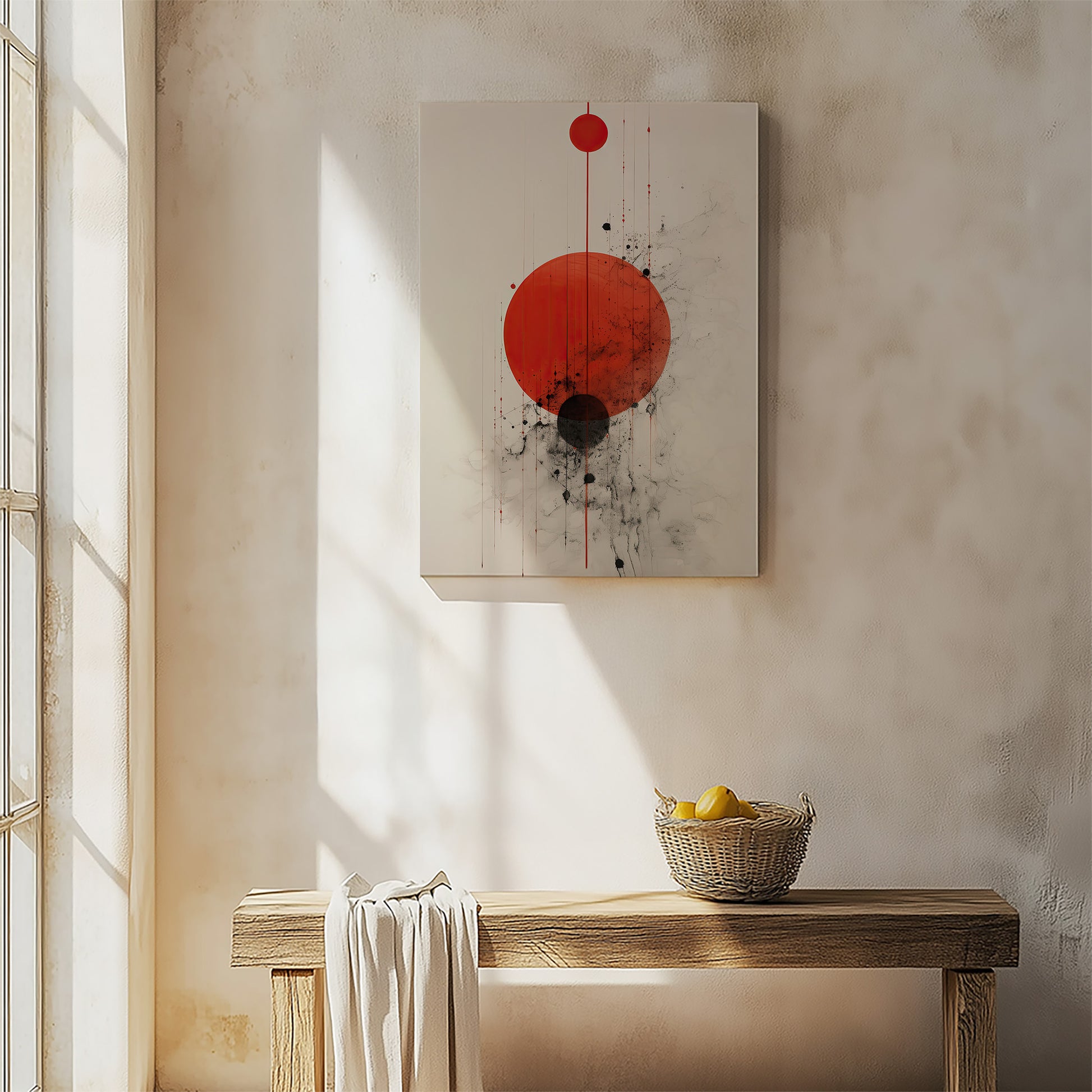 Design Concept No. 54 for Crimson Eclipse Japanese Satin Canvas Wall Art