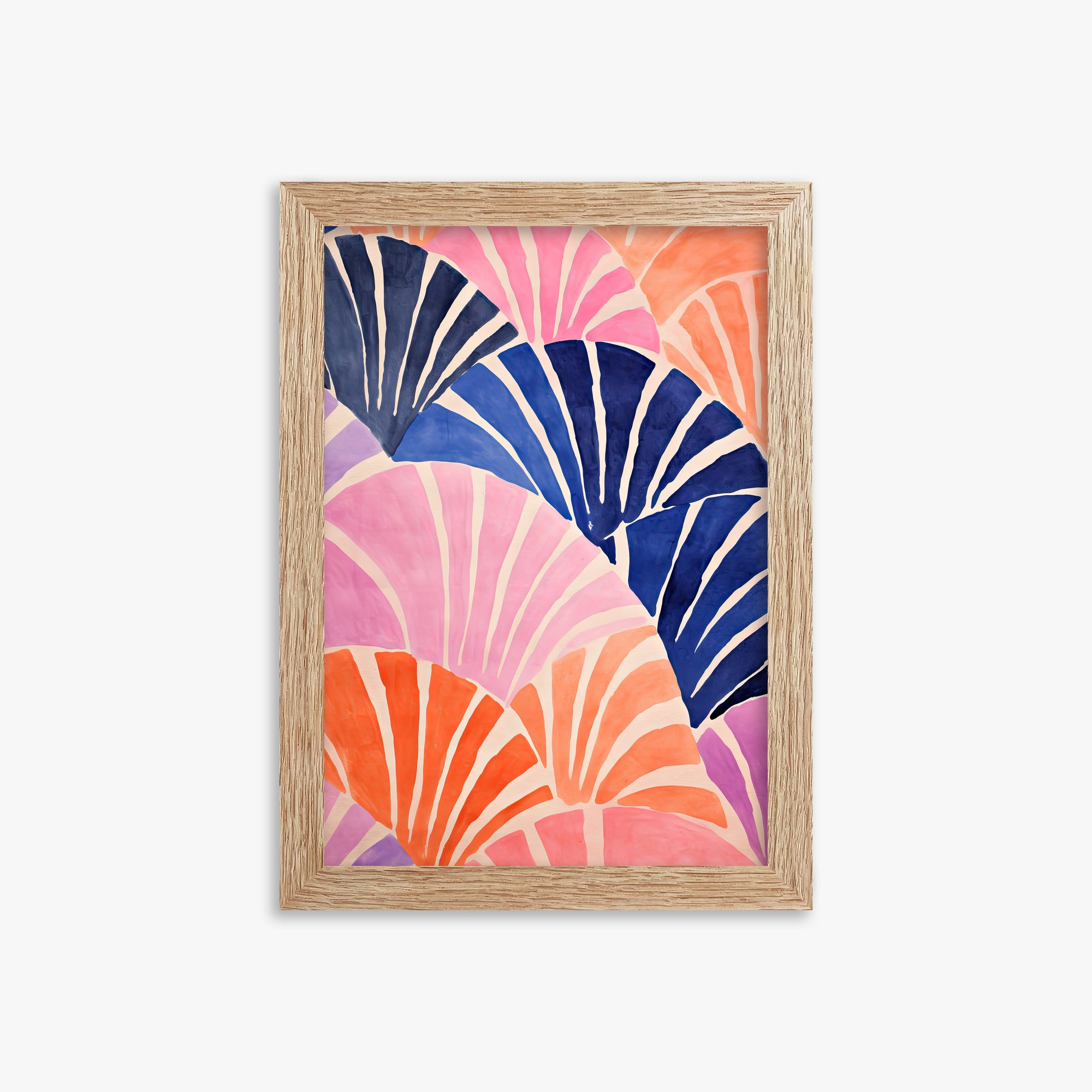 Coral Fan Waves, 21x30cm Framed Poster With Raw Oak Frame