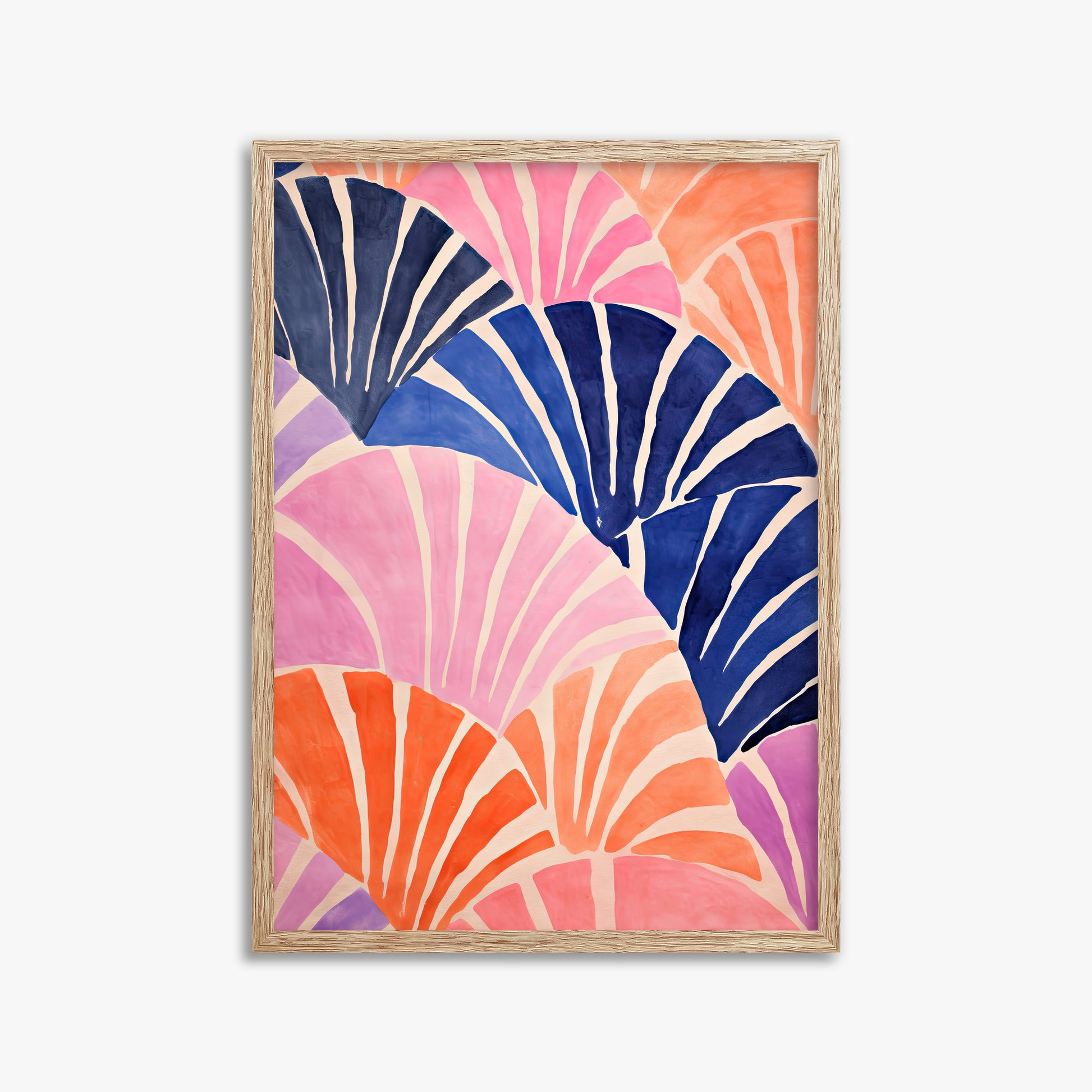 Coral Fan Waves, 50x70cm Framed Poster With Raw Oak Frame