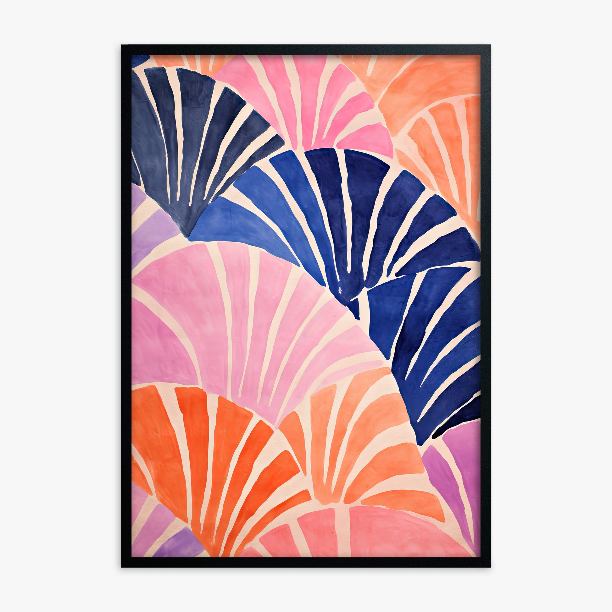 Coral Fan Waves, Black Framed Poster With Black Frame
