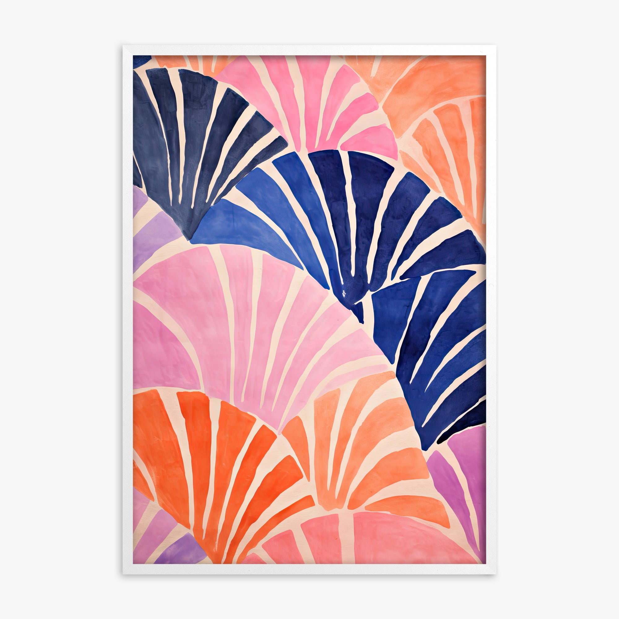 Coral Fan Waves, White Framed Poster With White Frame