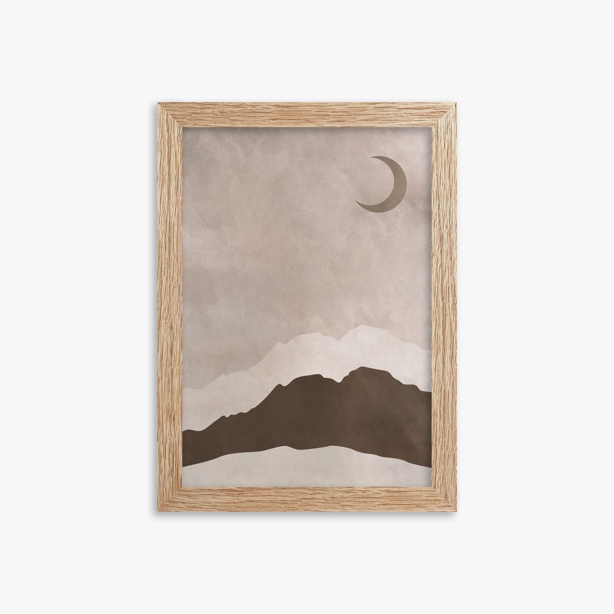 Crescent Mountain Silhouette, 21x30cm Framed Poster With Raw Oak Frame