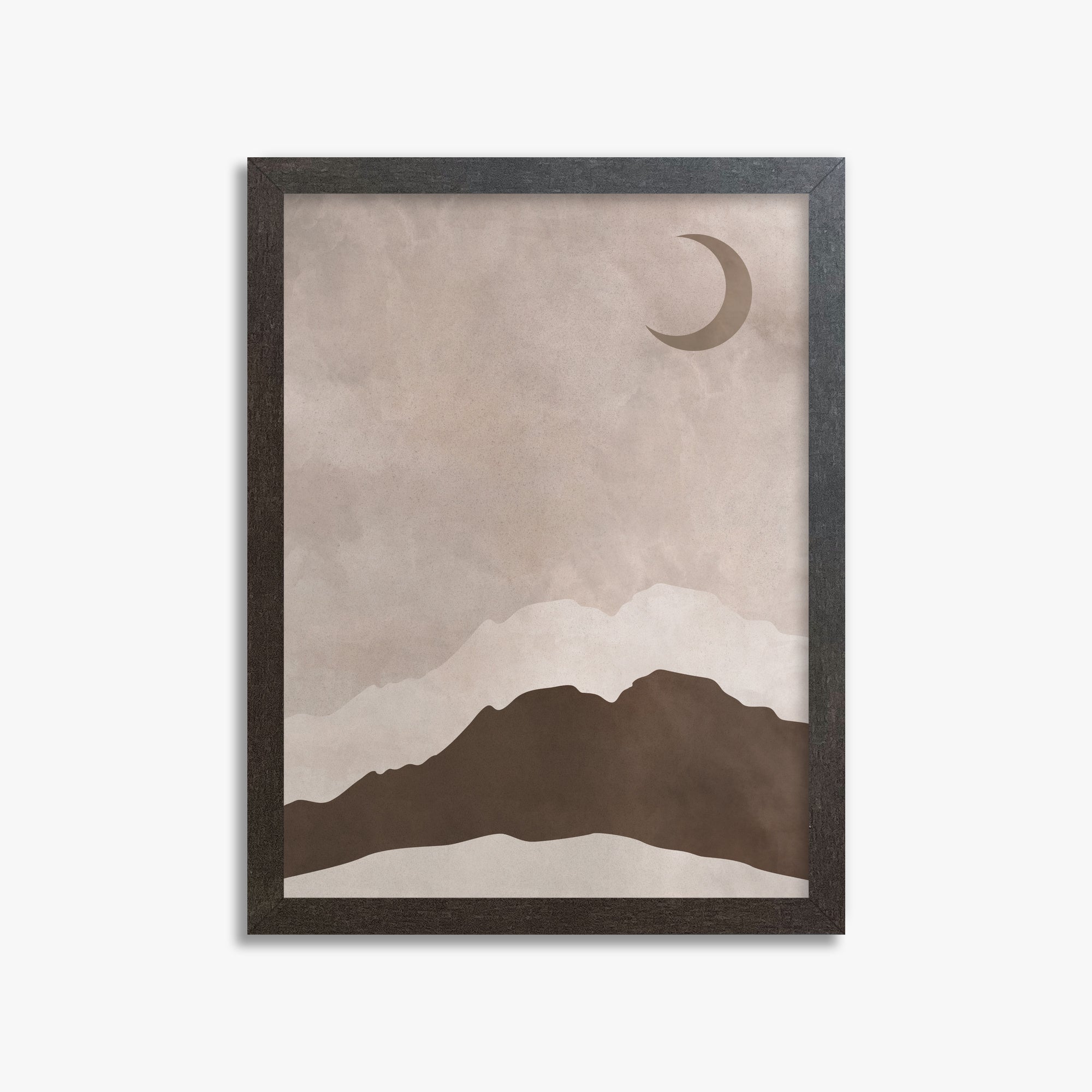 Crescent Mountain Silhouette, 30x40cm Framed Poster With Espresso Frame